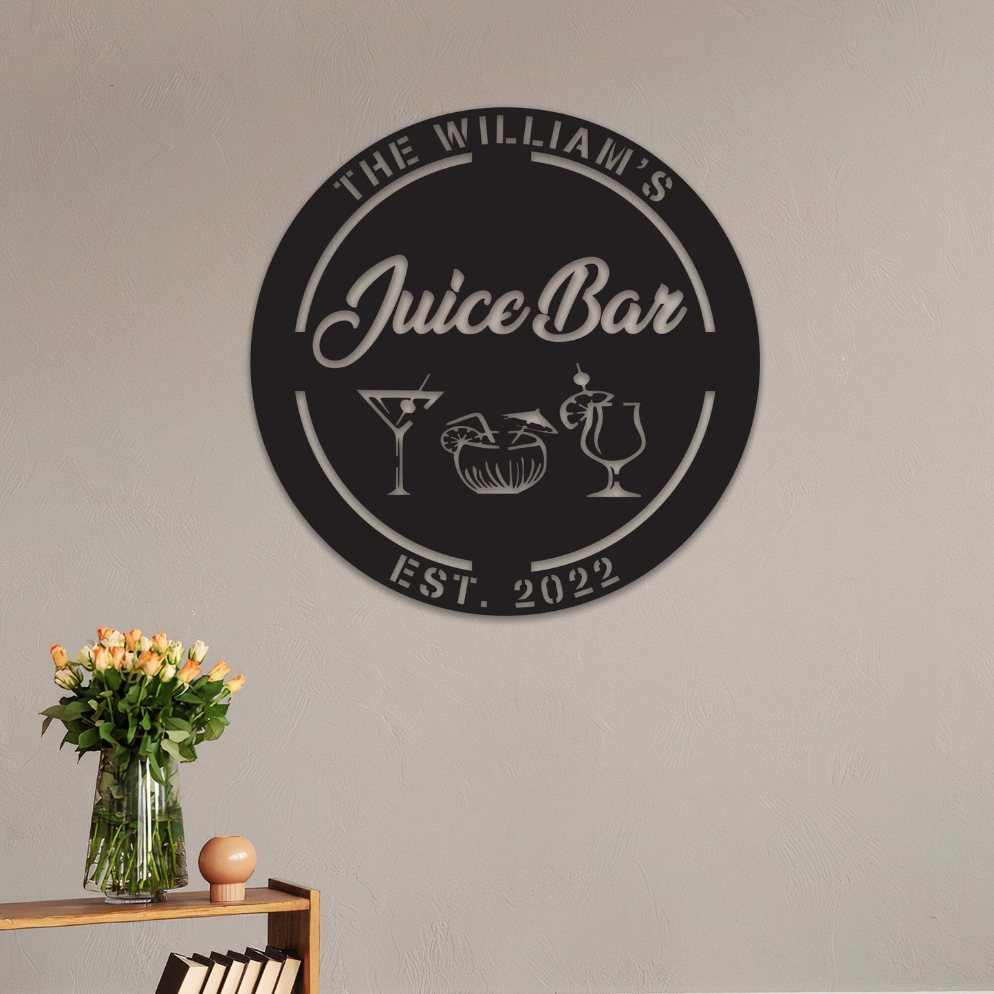 Personalized Juice Bar Metal Wall Art With Led Lights, Custom Bar Sign, Custom Gift For Juice & Smoothie Shop, Gift For Friend, Shop Owner