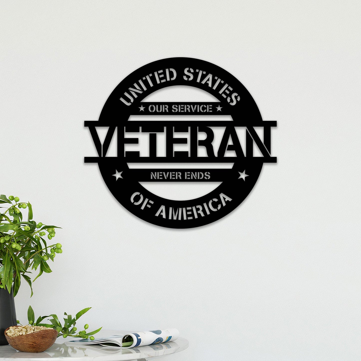 Veteran Metal Wall Art With Led Lights, Our Service Never Ends, Proud Veteran Sign, US Army Veteran Gift, US Soldier Gift, Dad Gift