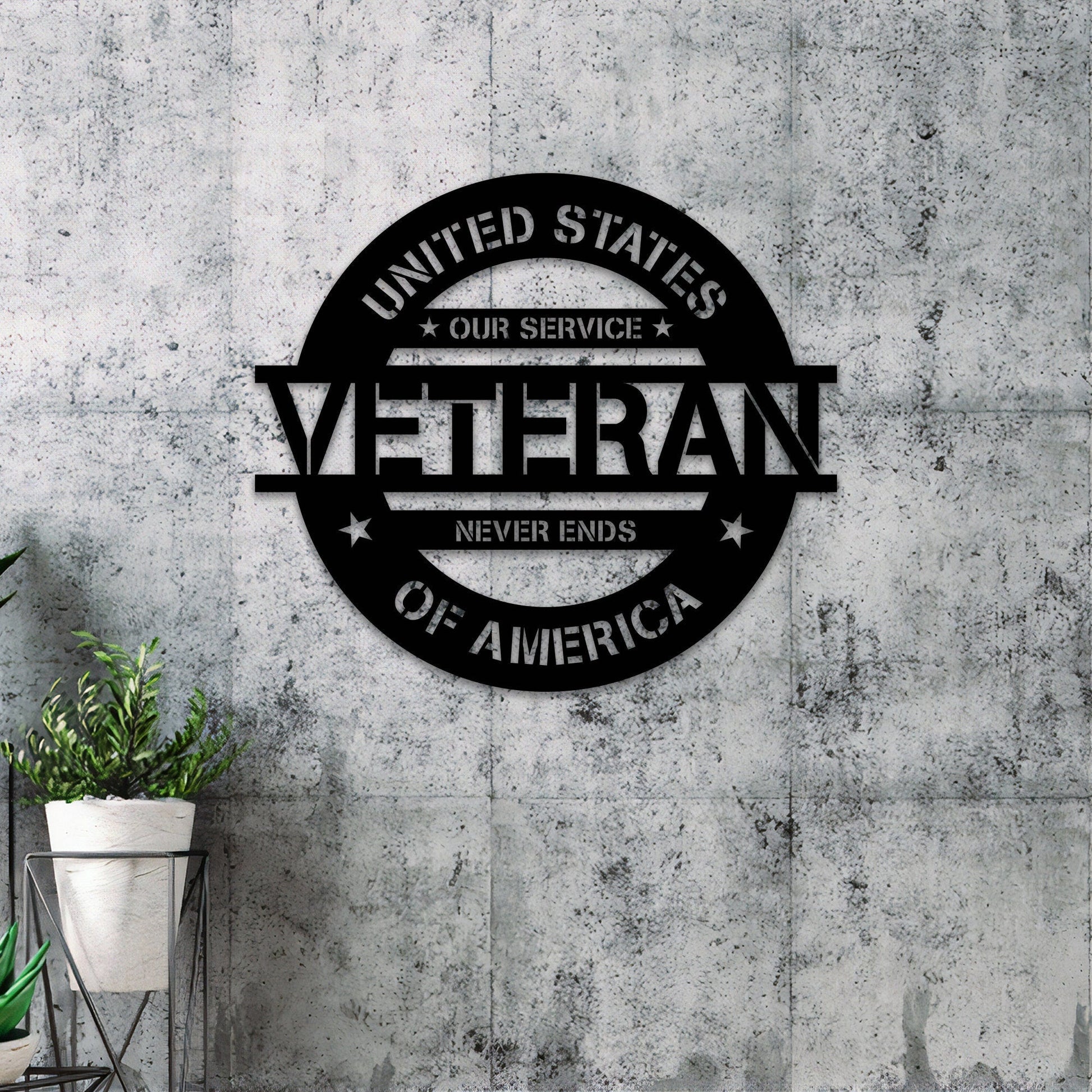 Veteran Metal Wall Art With Led Lights, Our Service Never Ends, Proud Veteran Sign, US Army Veteran Gift, US Soldier Gift, Dad Gift