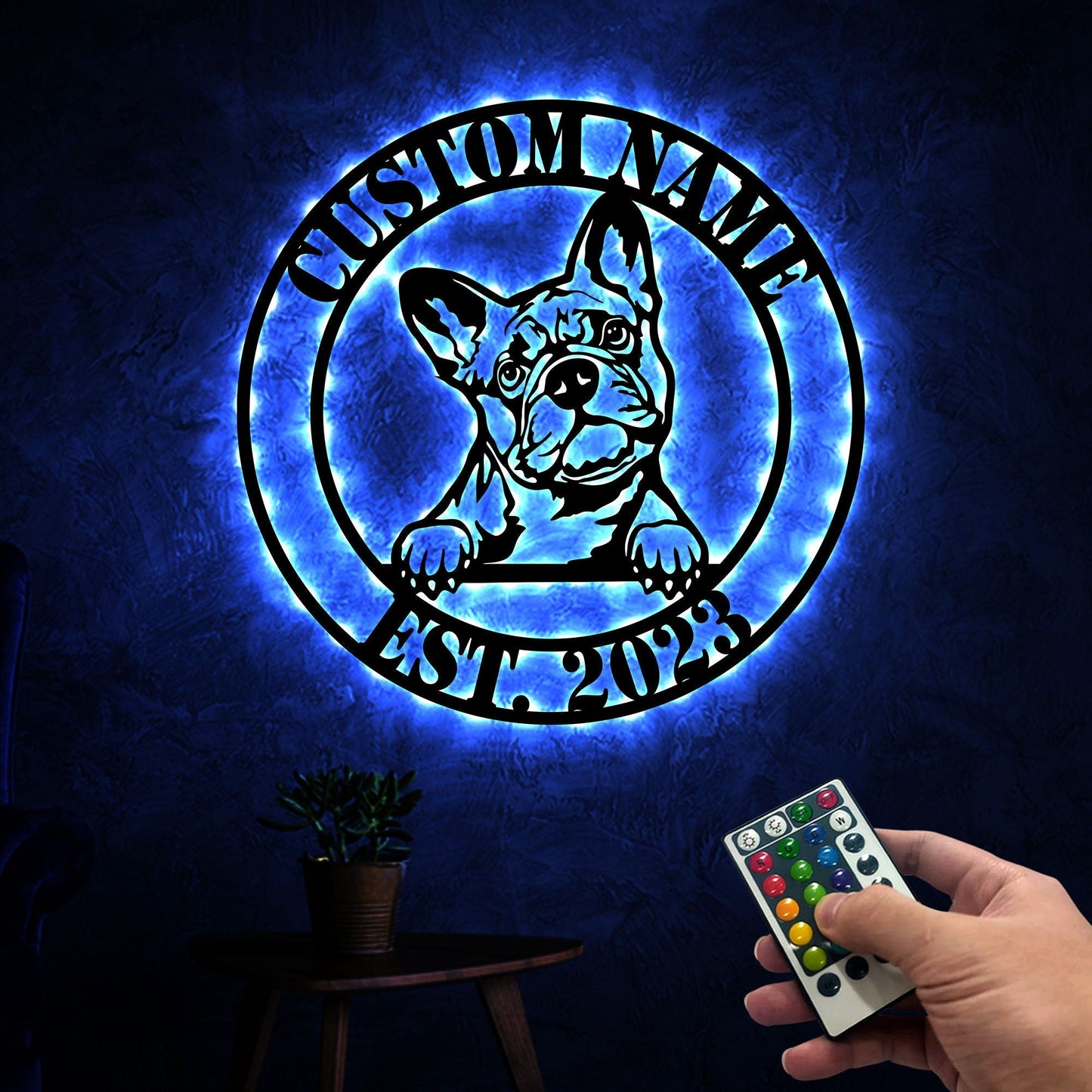 Custom French Bulldog Metal Sign with Led Lights, French Bulldog Gift, Dog Owner Gift, Dog Welcome Sign, French Bulldog Metal Wall Hanging