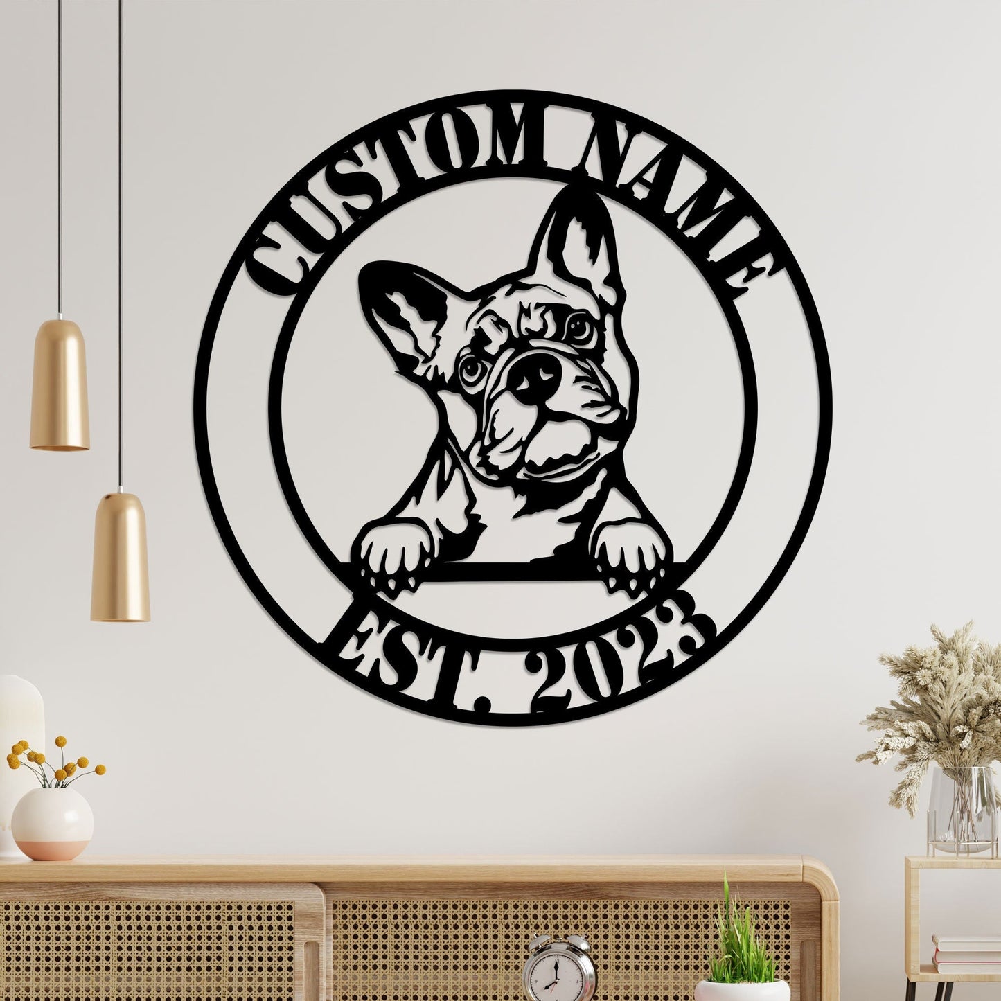 Custom French Bulldog Metal Sign with Led Lights, French Bulldog Gift, Dog Owner Gift, Dog Welcome Sign, French Bulldog Metal Wall Hanging