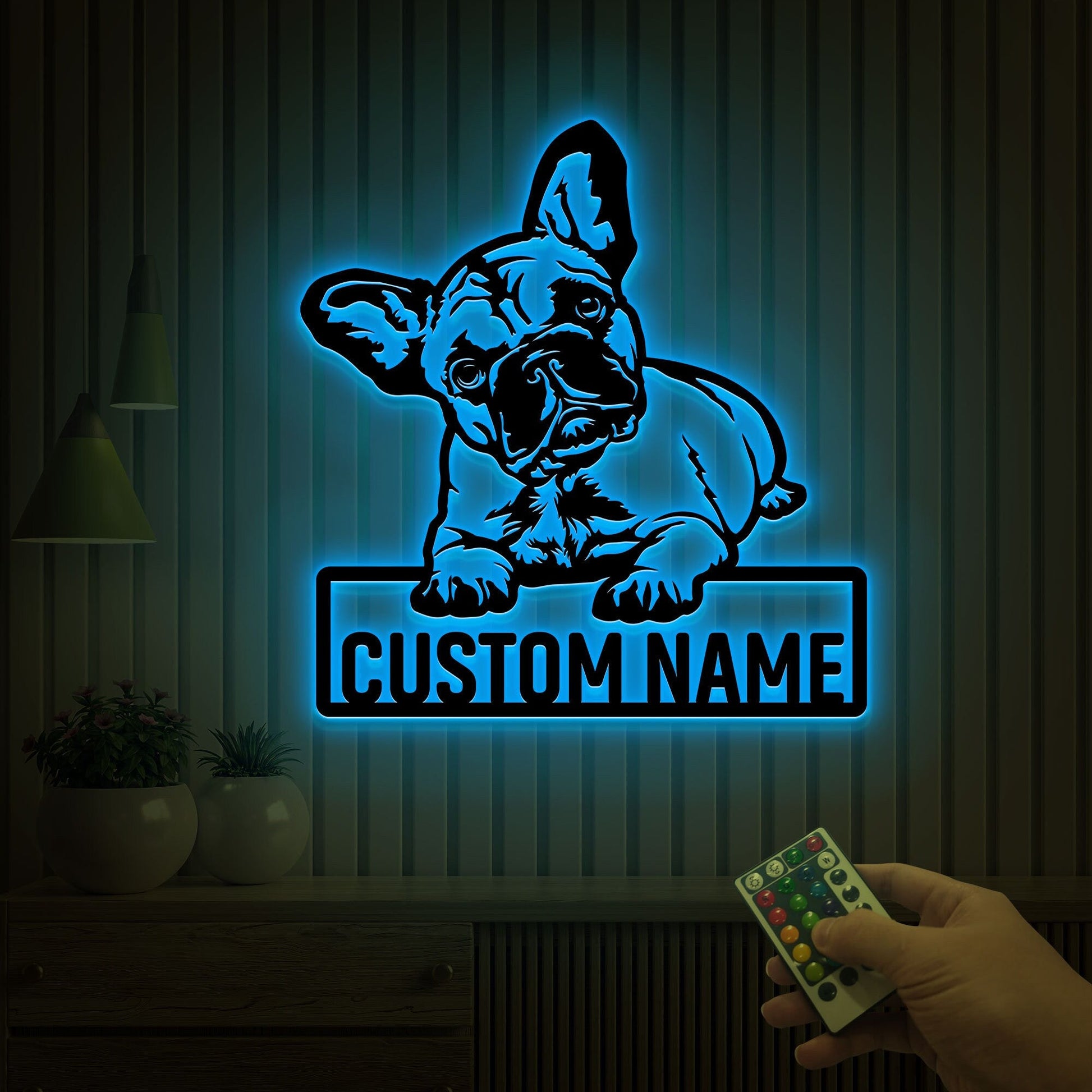 Custom French Bulldog Metal Sign with Led Light, French Bulldog Metal Wall Art, French Bulldog Gift, Metal Dog Decor, Dog Owner Gift