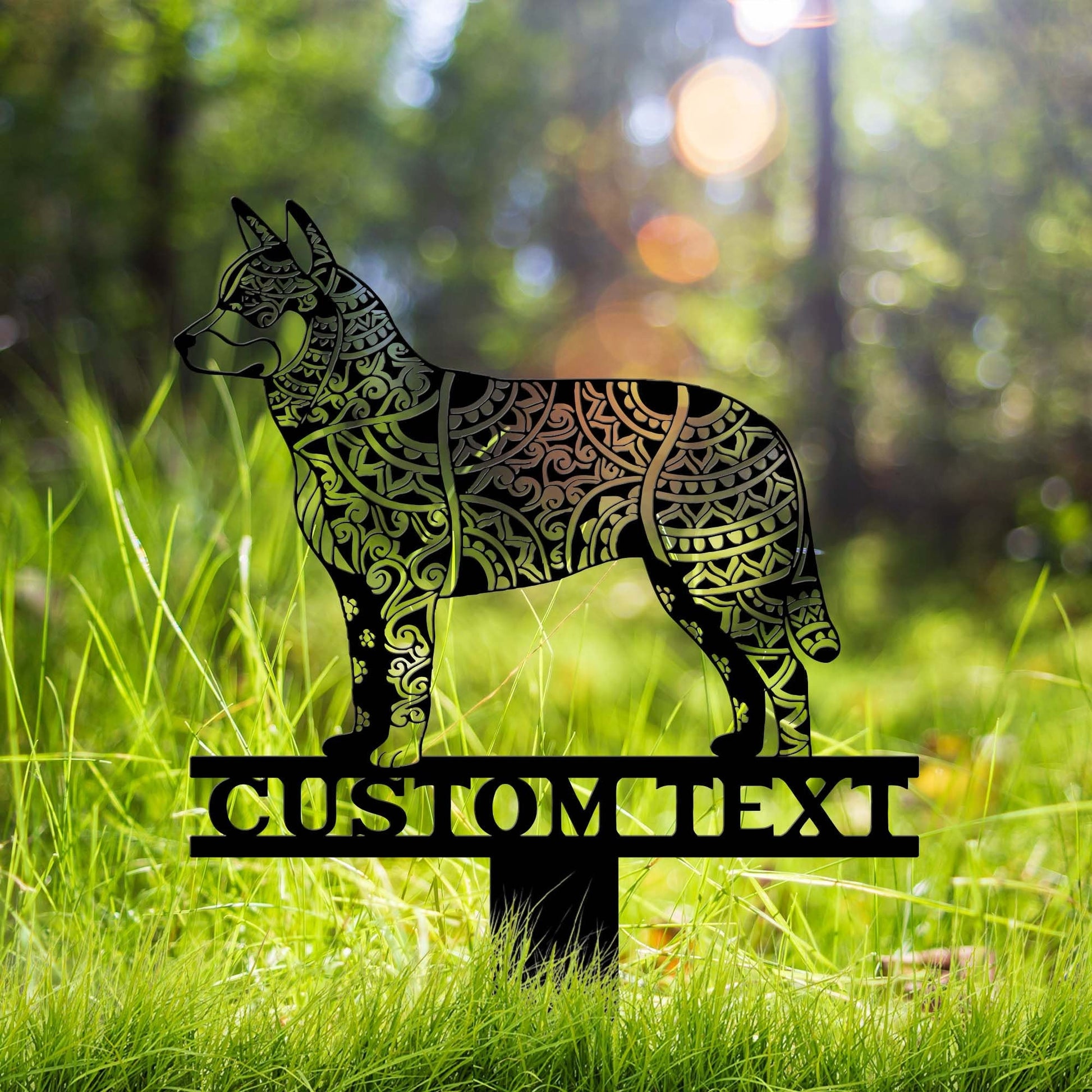 Australian Cattle Dog Mandala Garden Stake Metal, Australian Cattle Dog Zentangle Metal Yard Art, Dog Garden Sign Outdoor Decor, Dog Stake