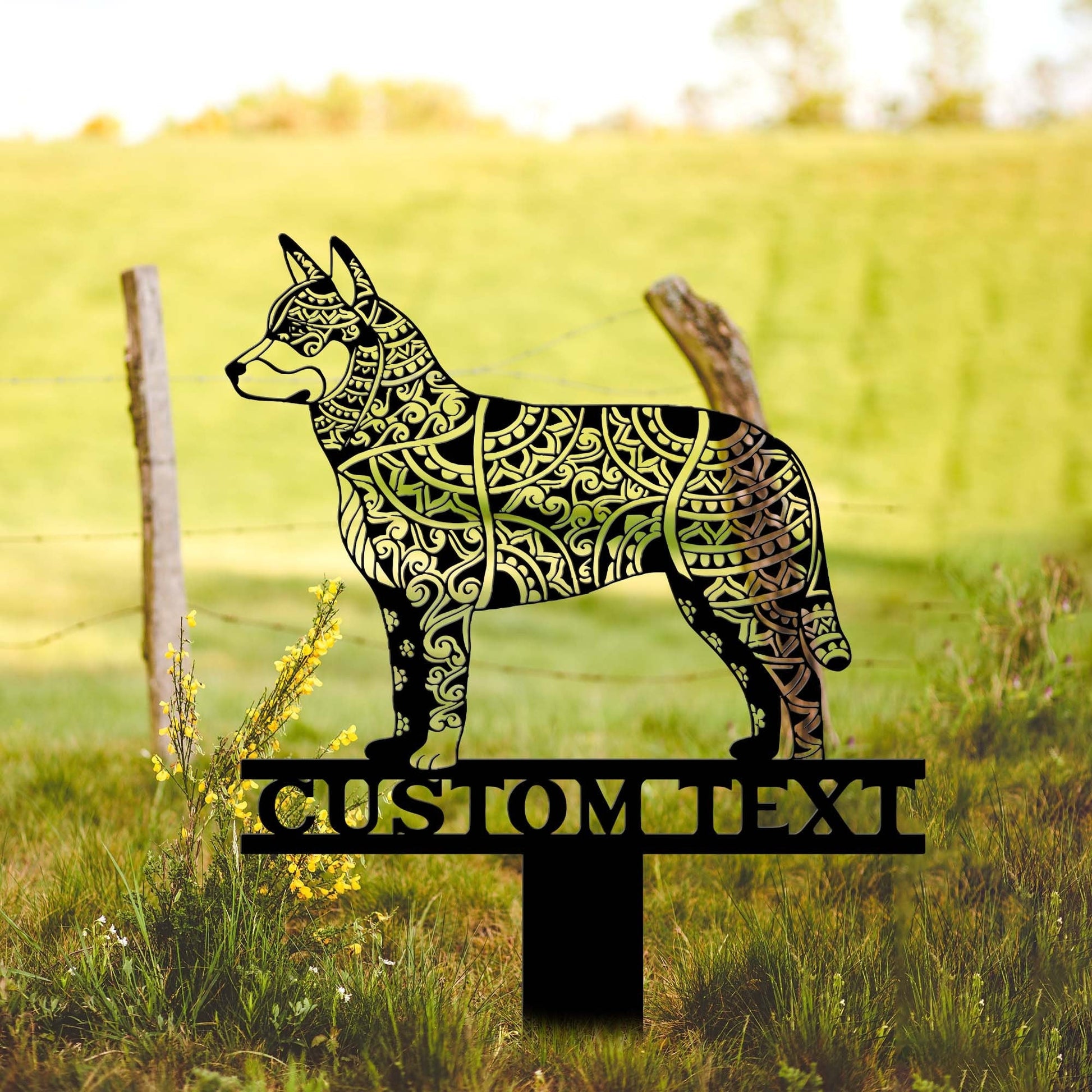 Australian Cattle Dog Mandala Garden Stake Metal, Australian Cattle Dog Zentangle Metal Yard Art, Dog Garden Sign Outdoor Decor, Dog Stake