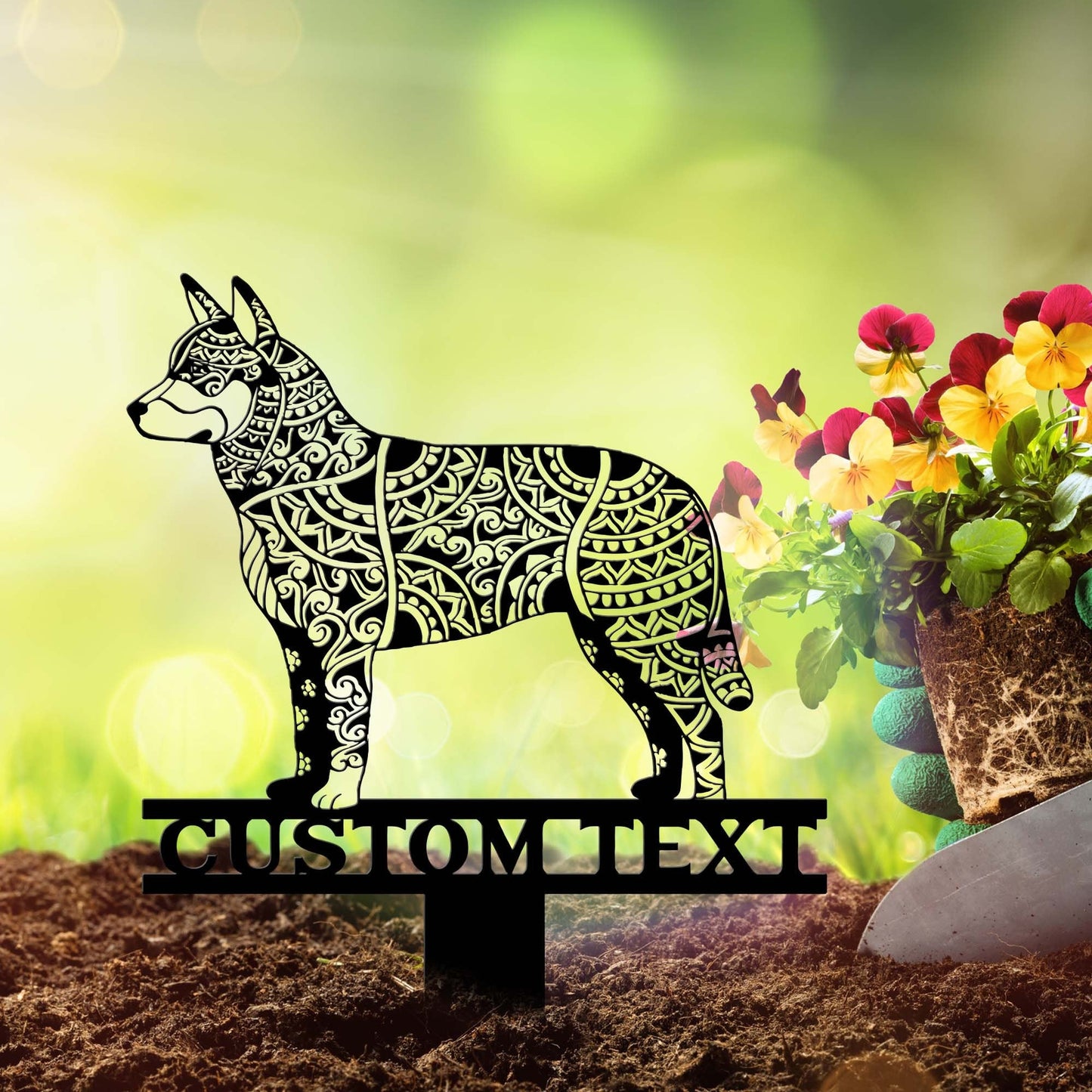 Australian Cattle Dog Mandala Garden Stake Metal, Australian Cattle Dog Zentangle Metal Yard Art, Dog Garden Sign Outdoor Decor, Dog Stake