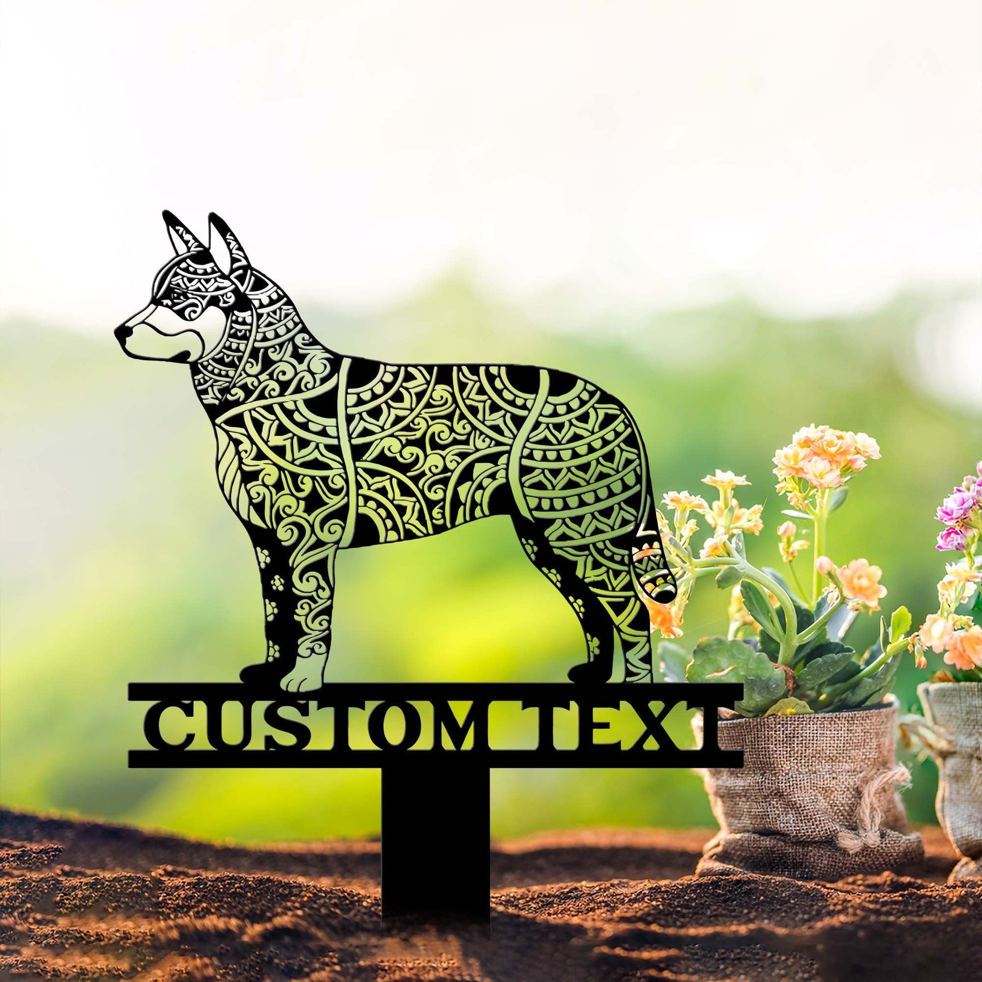 Australian Cattle Dog Mandala Garden Stake Metal, Australian Cattle Dog Zentangle Metal Yard Art, Dog Garden Sign Outdoor Decor, Dog Stake