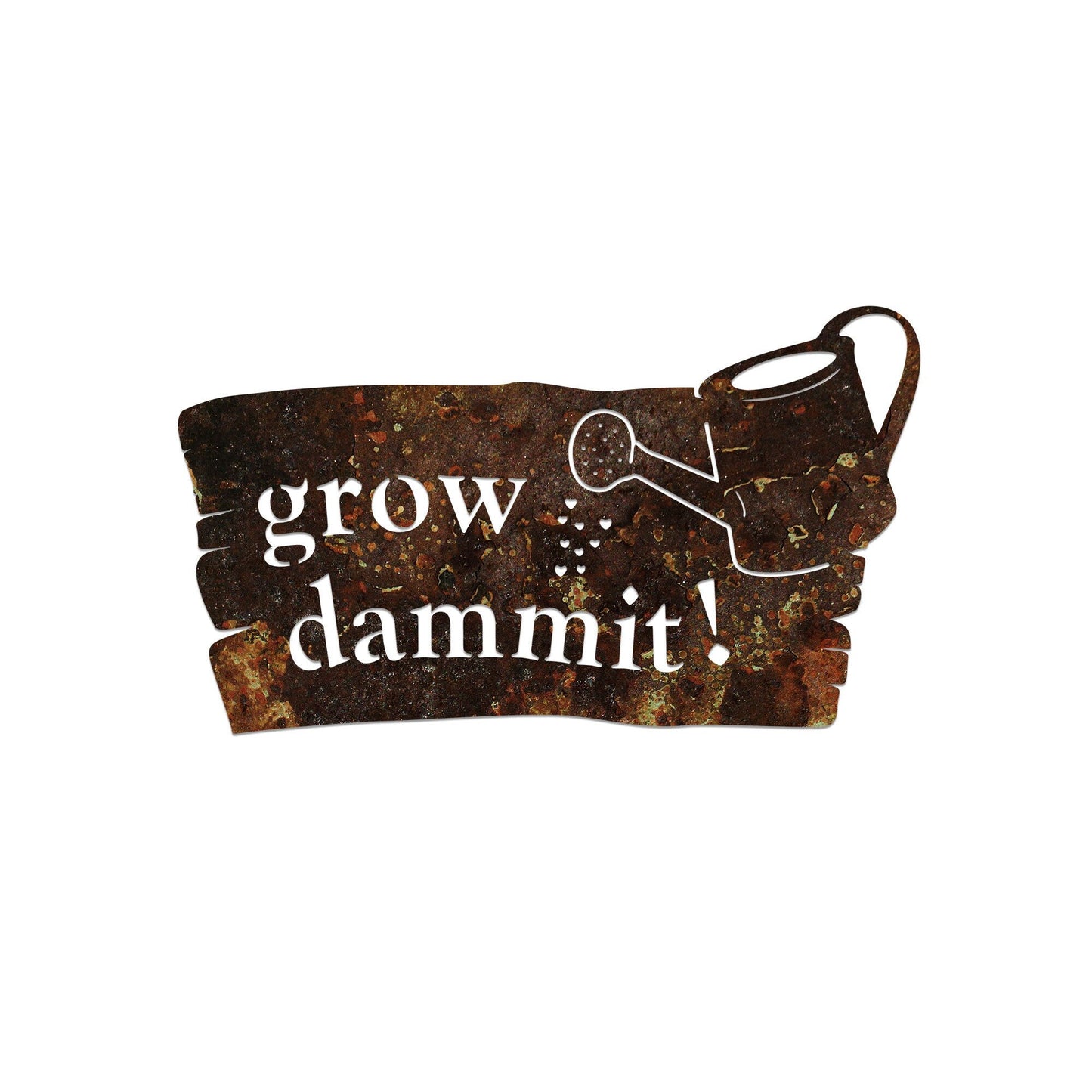 Grow Dammit Garden Sign Rusty, Rustic Metal Garden Decor, Rusted Metal Yard Art, Gardener Gift, Outdoor Decor, Metal Garden Stake