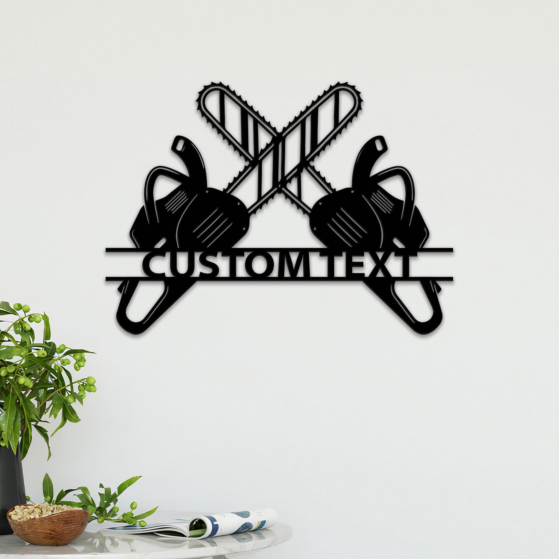 Personalized Logging Chainsaws Metal Wall Art With Led Lights, Logging Chainsaw Monogram Sign, Custom Logger Name Sign, Man Cave Decoration