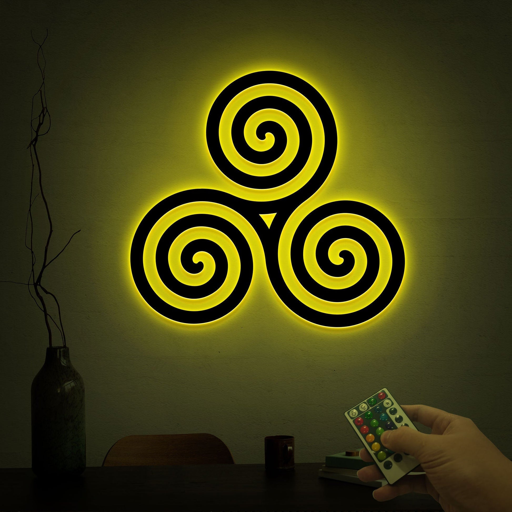 Triskelion Metal Wall Art with Led Light, Celtic Wall Decor, Irish Metal Sign, Triskele Symbol, Triple Spiral Wall Decor, Celtic Home Decor