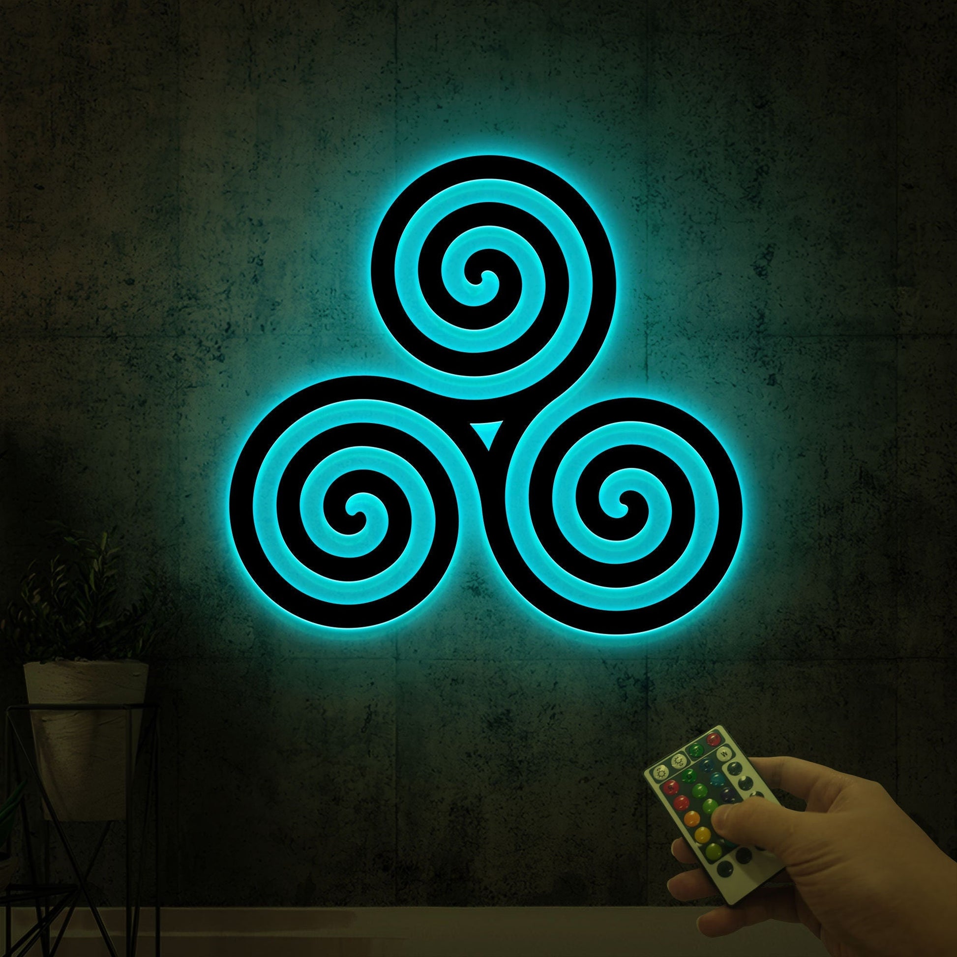 Triskelion Metal Wall Art with Led Light, Celtic Wall Decor, Irish Metal Sign, Triskele Symbol, Triple Spiral Wall Decor, Celtic Home Decor