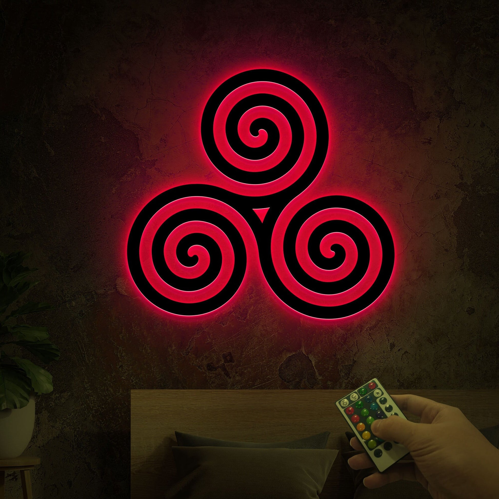 Triskelion Metal Wall Art with Led Light, Celtic Wall Decor, Irish Metal Sign, Triskele Symbol, Triple Spiral Wall Decor, Celtic Home Decor