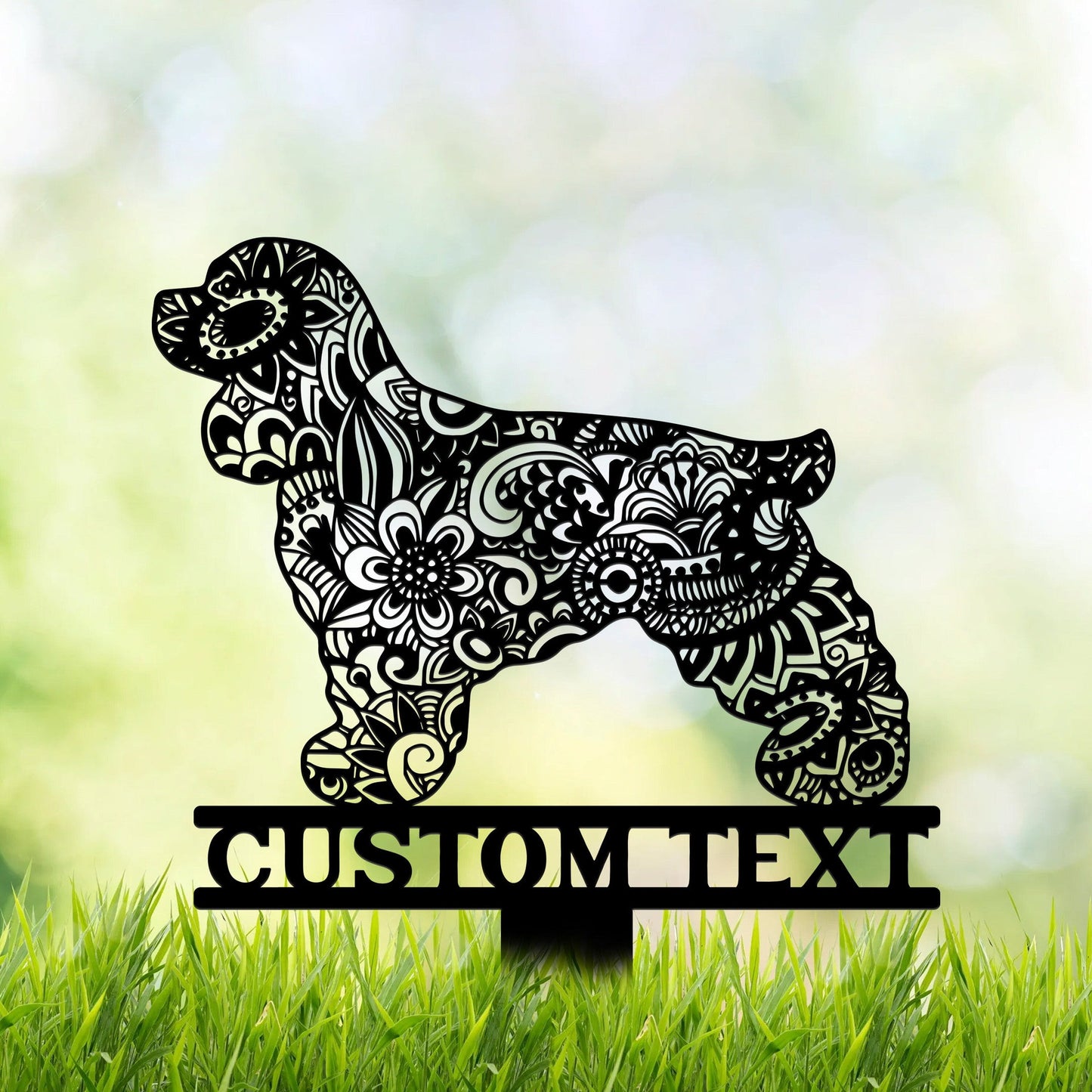 Cocker Spaniel Mandala Garden Stake Metal, Cocker Spaniel Zentangle Metal Yard Art, Cocker Spaniel Gifts, Dog Garden Sign Outdoor Decor