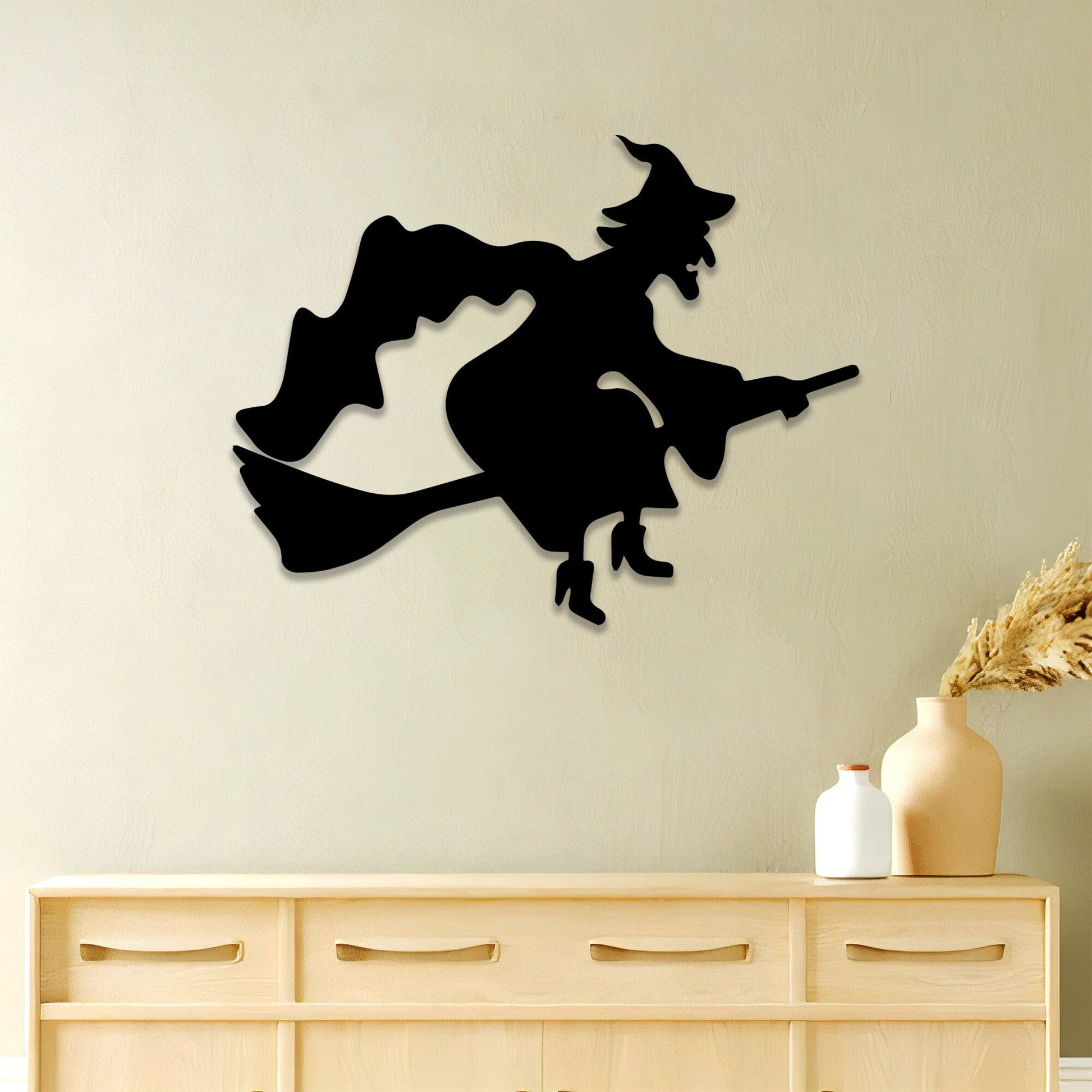 Witch On The Broom Metal Wall Art With Led Lights, Wicked Witch Sign, Witch Halloween, Witch Lover Gift, Halloween Theme Sign, Haunted Sign