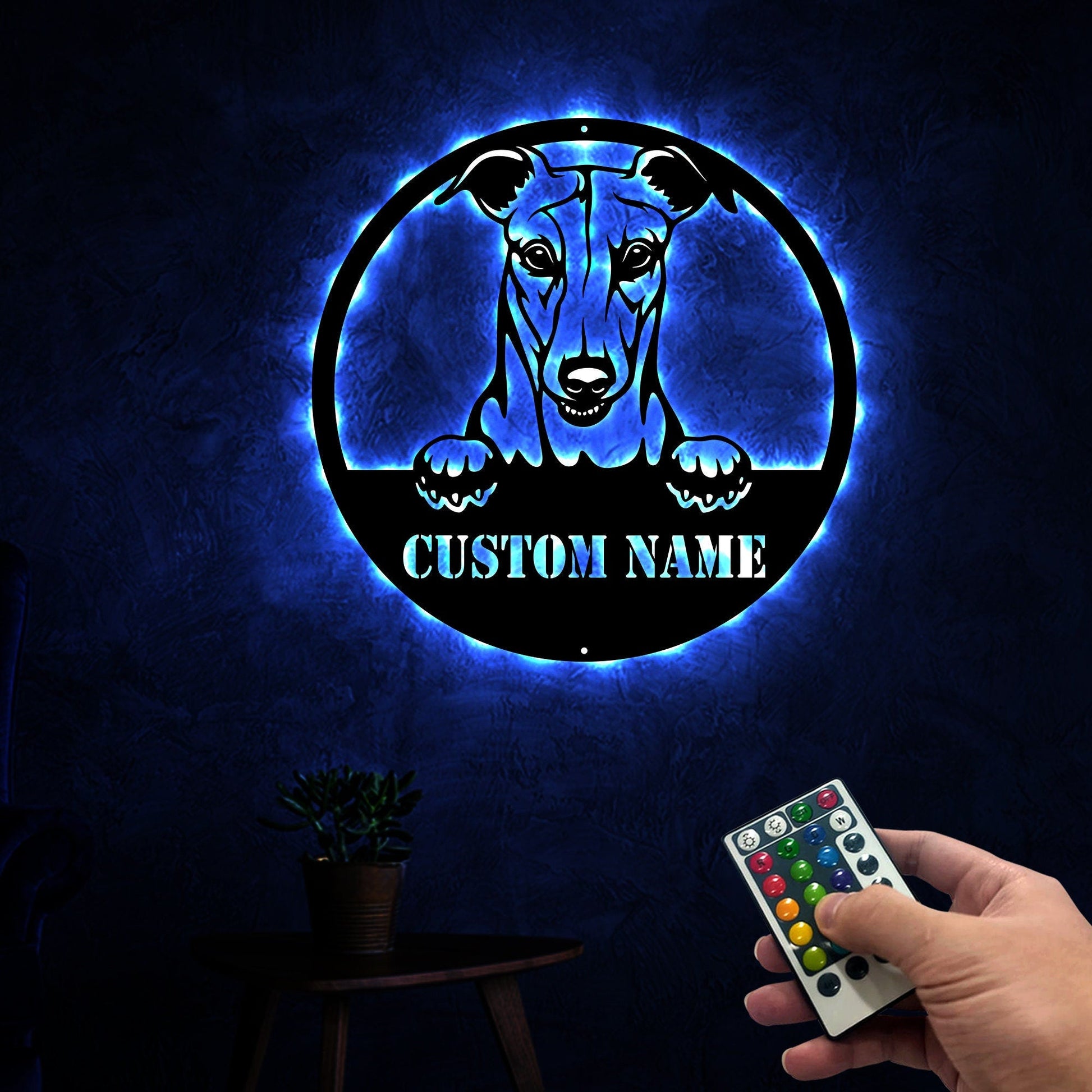 Personalized Greyhound Dog Metal Wall Art With Led Lights, Greyhound Metal Sign, Christmas Gift for a Greyhound lover, Dog Owner Gift