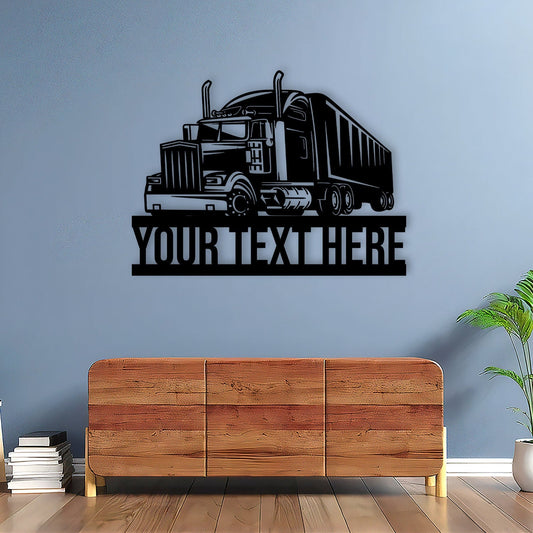 Personalized Transport Truck Metal Wall Art With Lights Truck Sign, Truck Home Decor, Gift For Truck Lover, Monogram Sign, Father's Day Gift