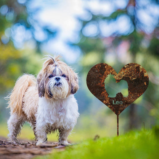 Shih Tzu Garden Sign Rusty, Shih Tzu Garden Stake, Rusted Metal Yard Art, Vintage Outdoor Decor, Dog Metal Garden Stake, Shih Tzu Lover Gift