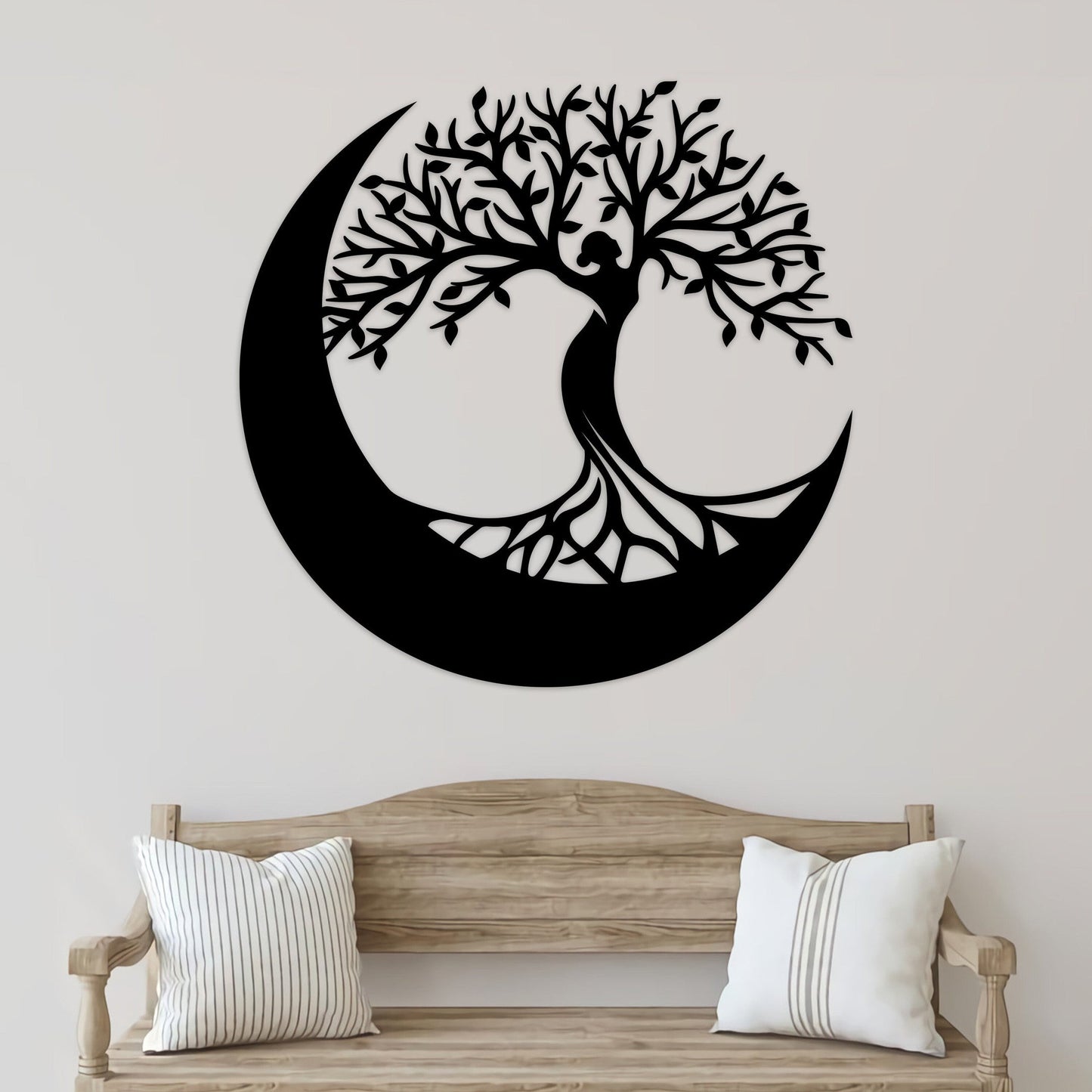 Tree Of Life Crescent Moon Metal Wall Art With Led Lights, Tree Of Life Decor, Housewarming Gift, Yoga Room Decor, Christmas Gift Mom