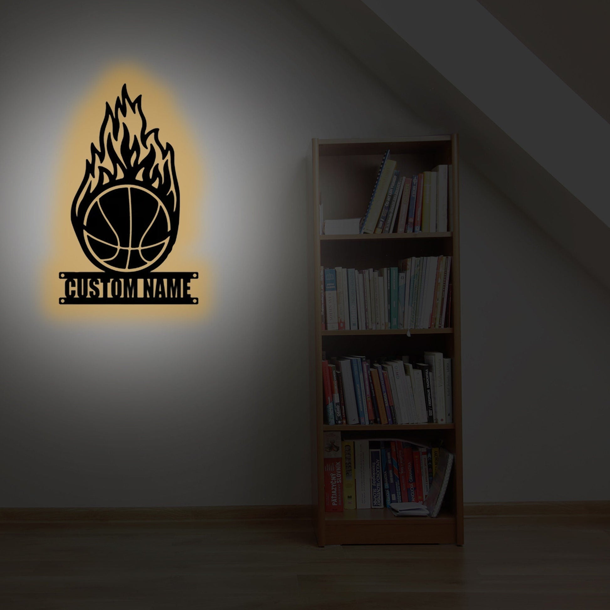 Handmade Custom Basketball Metal Led Light Sign-Personalized Basketball Metal Wall Art-Basketball Metal Wall Decor-Custom Sign-Home Decor