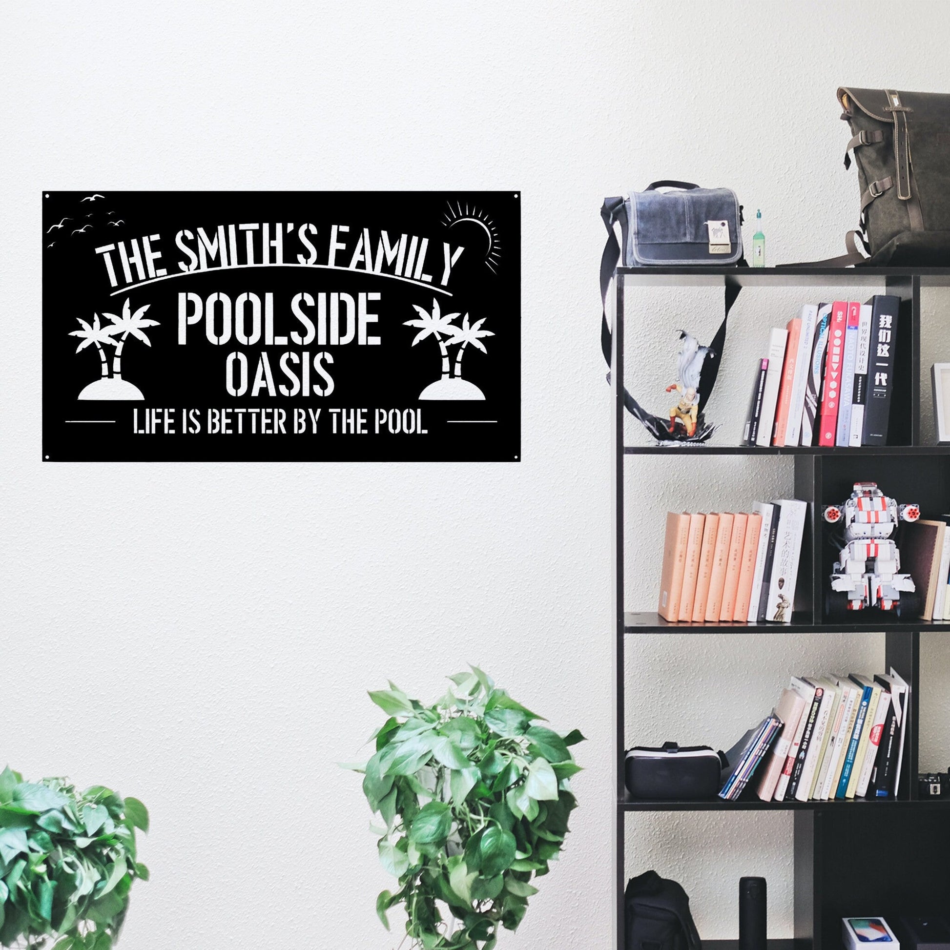 Handmade Custom Poolside Metal Wall Led Signs-Custom Family Name Poolside Paradise Decor-Metal Swimming Pool Sign-Poolside Outdoor Decor