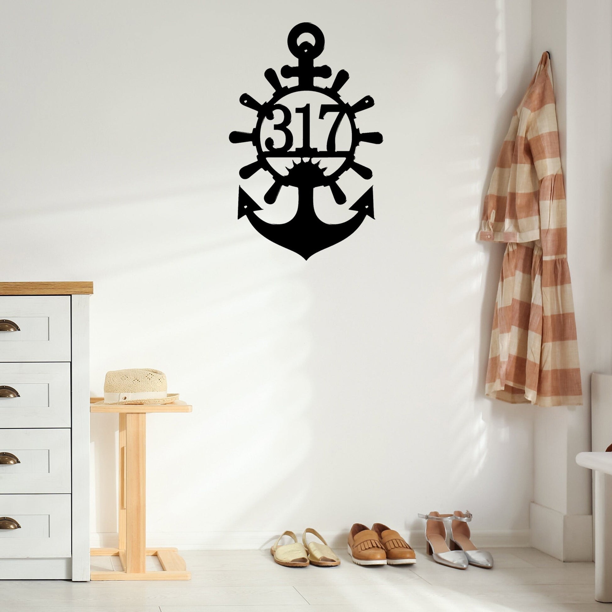 Handmade Custom Anchor Metal Wall Led Sign-Personalized Anchor Metal Wall Art-Anchor Metal Wall Decor-Custom Address Sign-Custom Home Decor