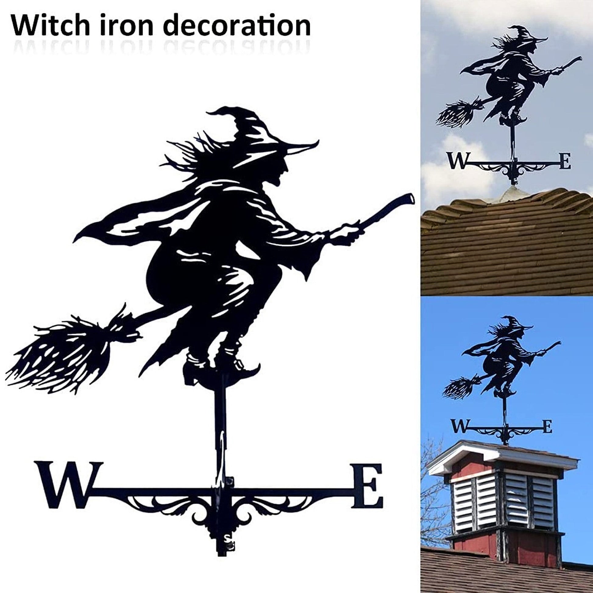 Handmade Garden Decoration Black Witch Metal Wind Vanes-Skull Metal Weather Vanes-Ship Metal Wind Vanes-Roof Metal Wind Vanes-Outdoor Decor
