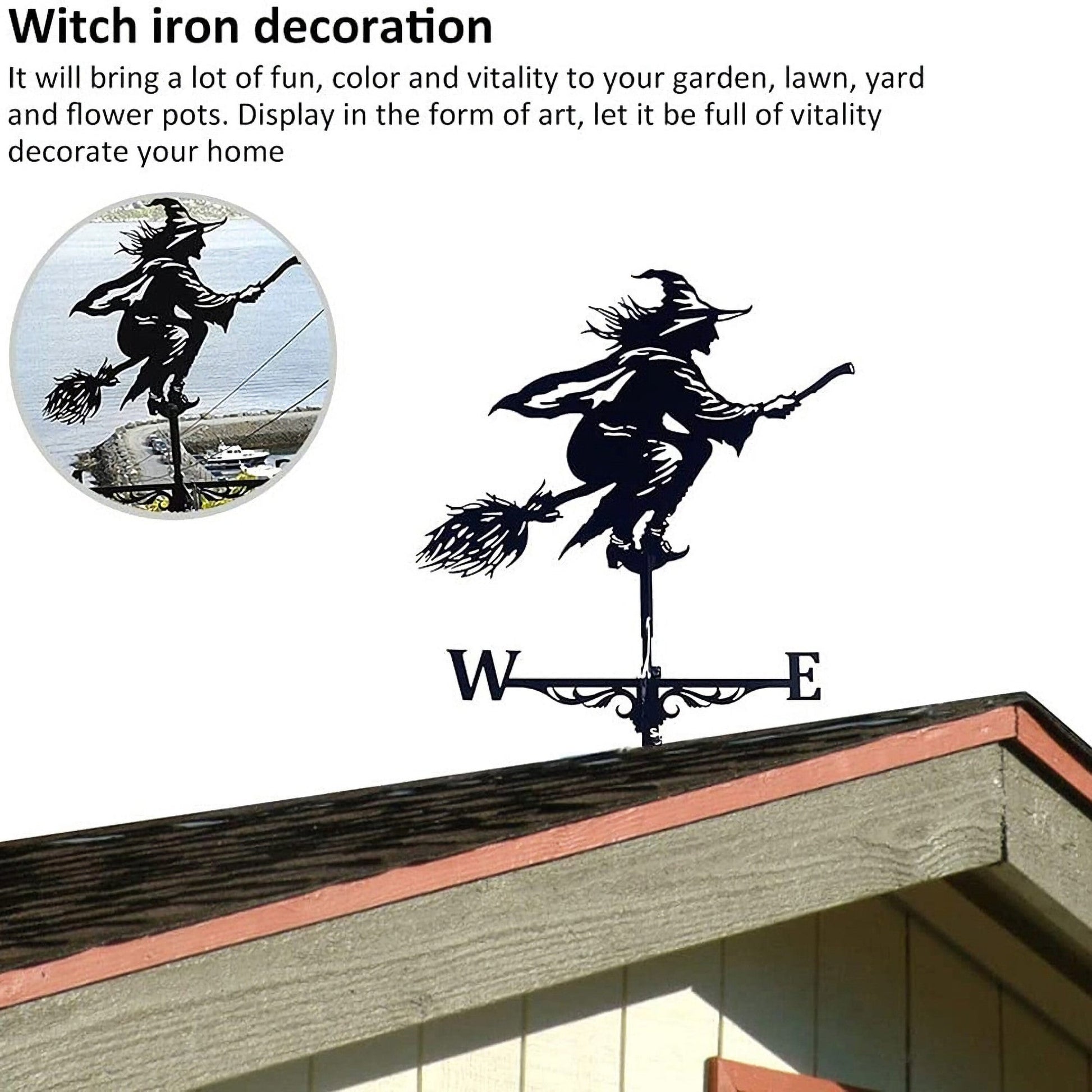 Handmade Garden Decoration Black Witch Metal Wind Vanes-Skull Metal Weather Vanes-Ship Metal Wind Vanes-Roof Metal Wind Vanes-Outdoor Decor