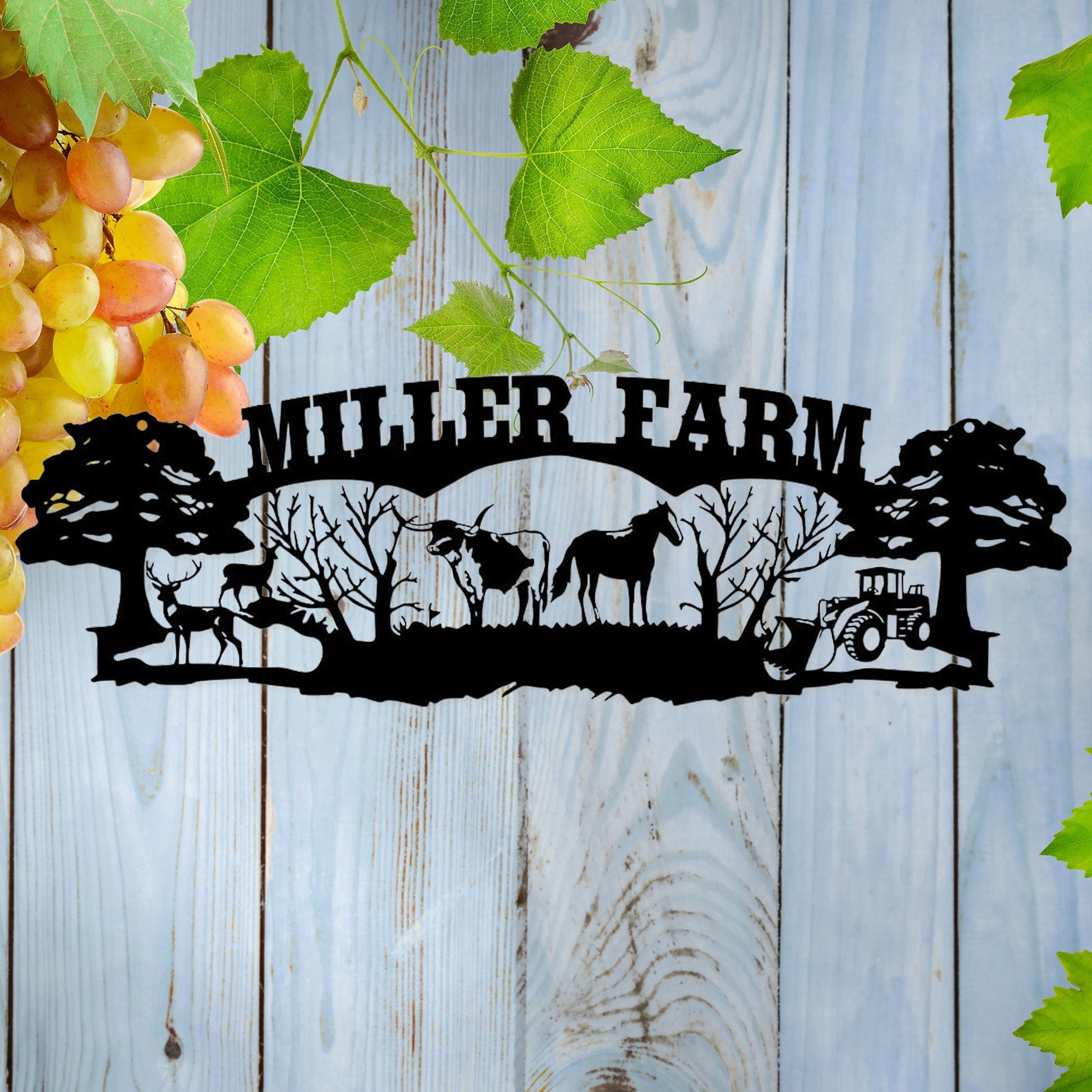 Custom Farmhouse Metal Wall Led Signs-Horse Longhorn Cattle Deer Tractor Monogram-Personalized Outdoor Decor-Farmhouse Decor-Gift For Farmer