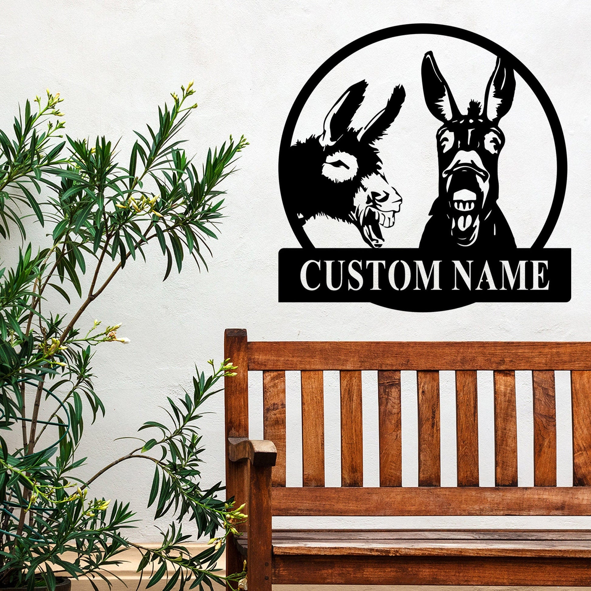 Custom Donkey Metal Wall Sign-Personalized Donkey Metal Wall Art-Donkey Metal Wall Decor-Donkey Led Decor-Donkey Name Signs-Donkey Farm Gift