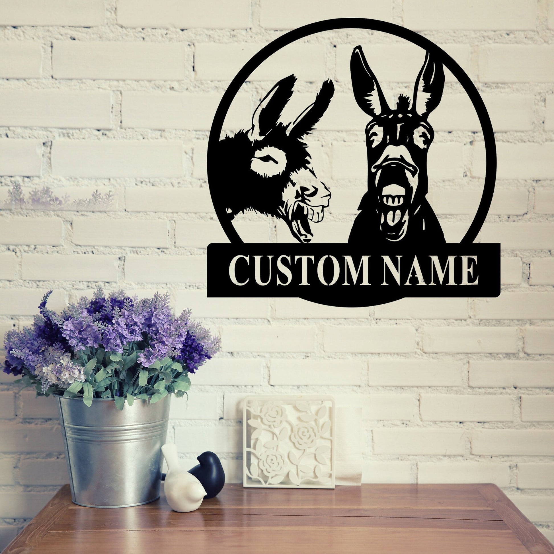 Custom Donkey Metal Wall Sign-Personalized Donkey Metal Wall Art-Donkey Metal Wall Decor-Donkey Led Decor-Donkey Name Signs-Donkey Farm Gift