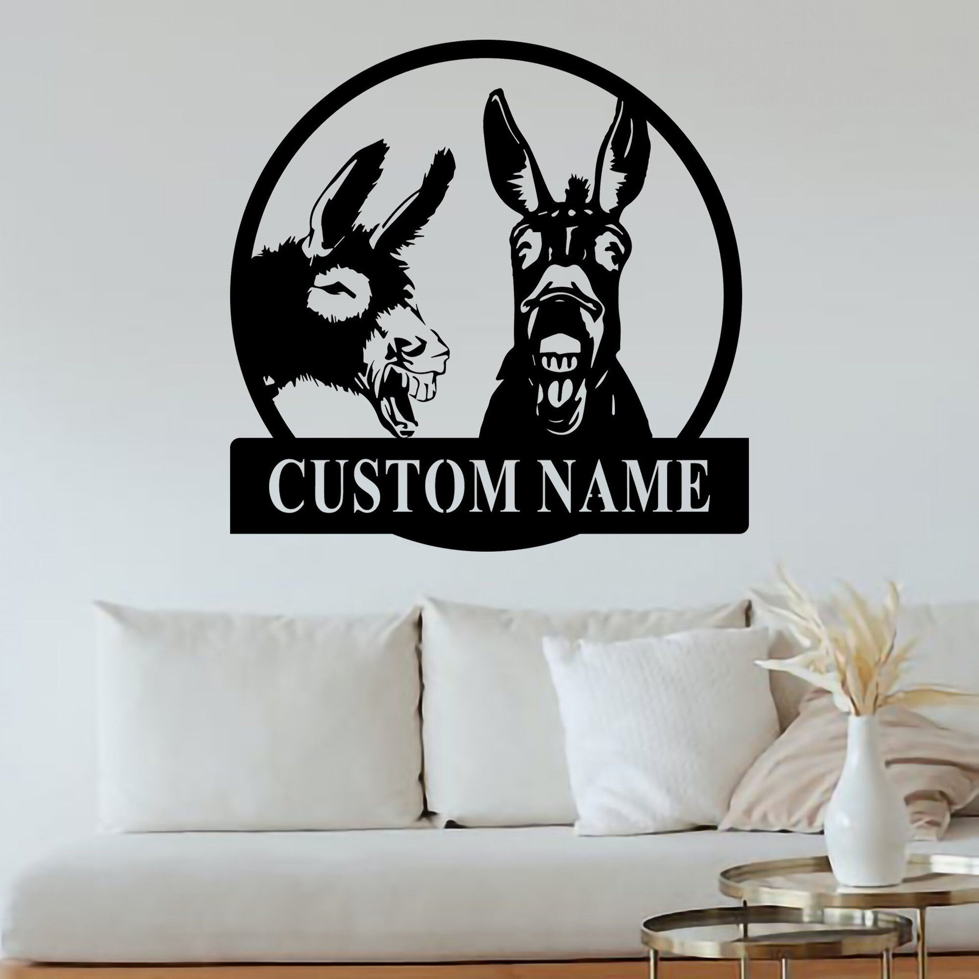 Custom Donkey Metal Wall Sign-Personalized Donkey Metal Wall Art-Donkey Metal Wall Decor-Donkey Led Decor-Donkey Name Signs-Donkey Farm Gift