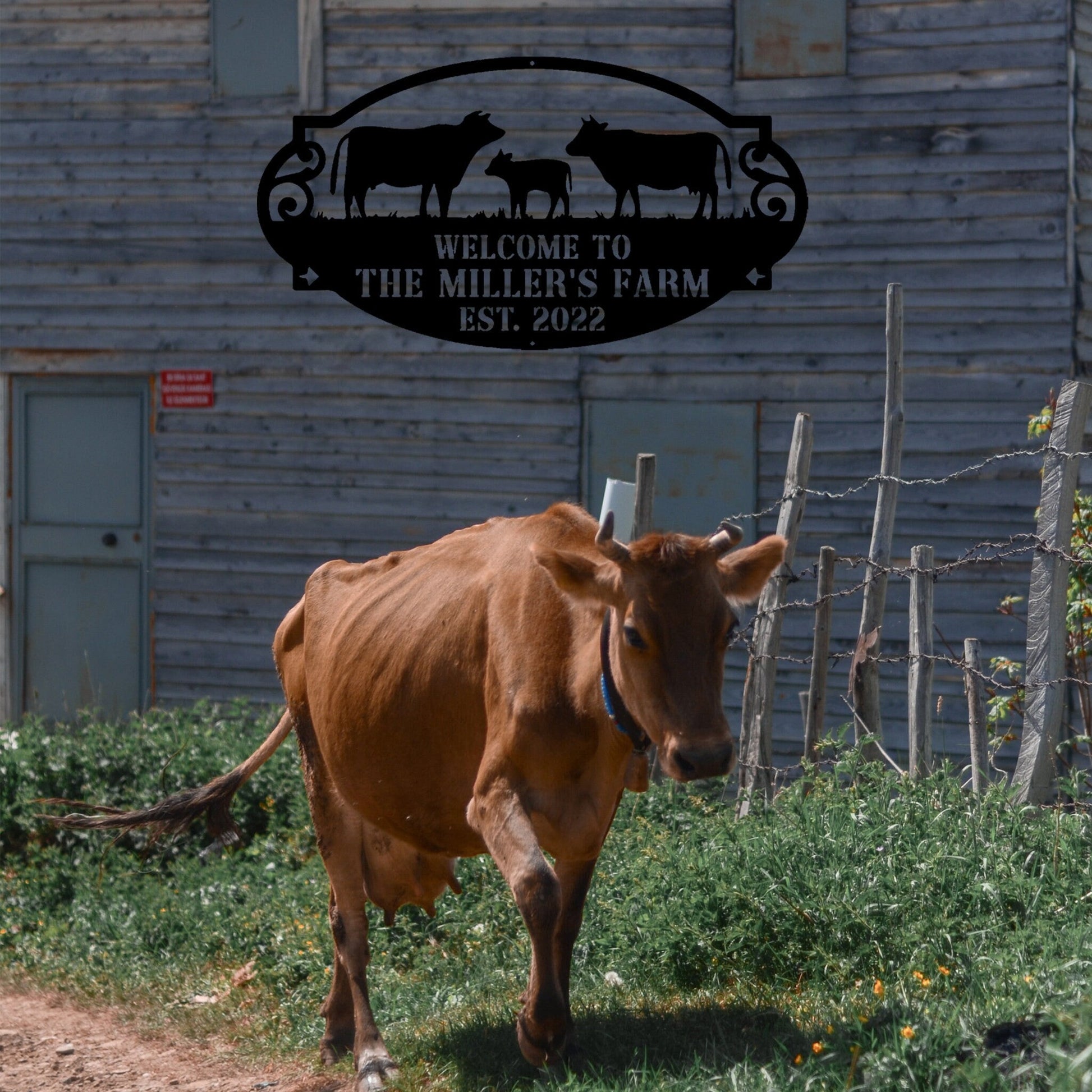 Handmade Custom Cow Farm Metal LED Wall Sign-Personalized Cow Farm Metal Wall Art-Cow Metal Wall Decor-Farmers Gifts-Cow Farm Sign-Outdoor