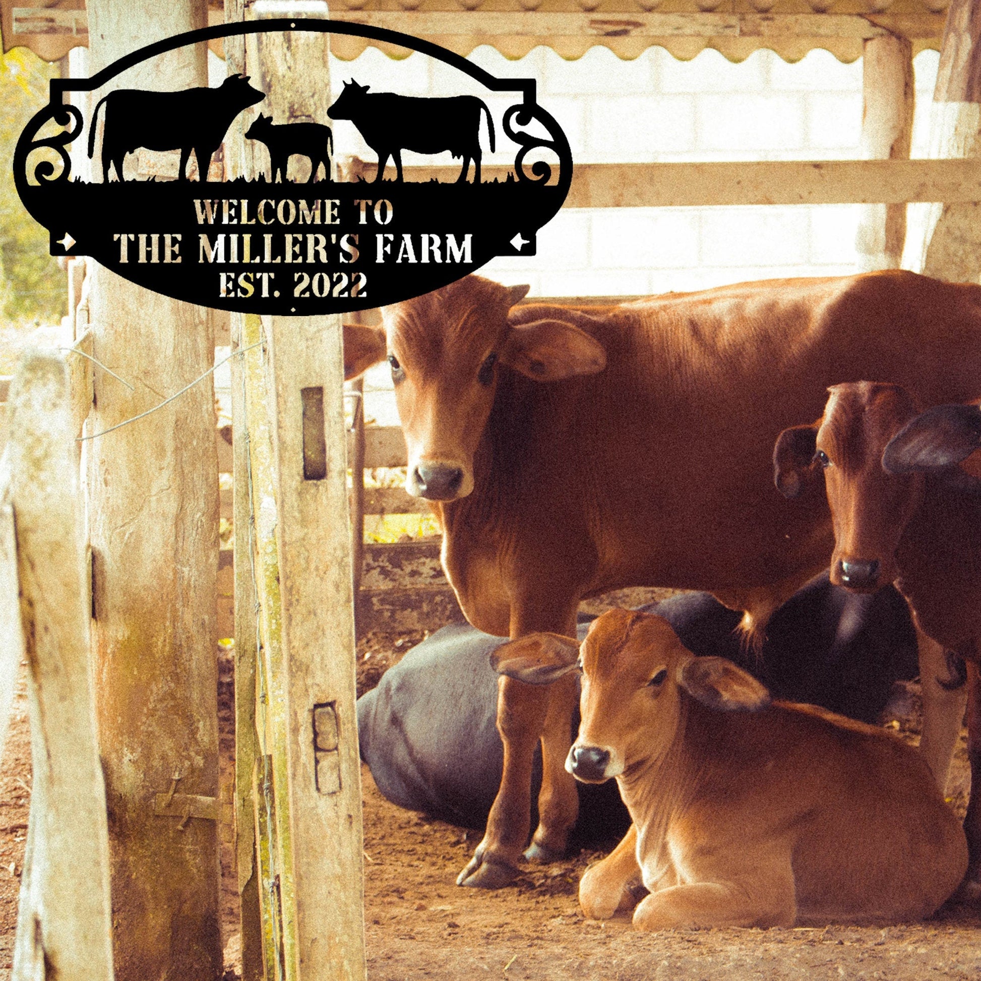 Handmade Custom Cow Farm Metal LED Wall Sign-Personalized Cow Farm Metal Wall Art-Cow Metal Wall Decor-Farmers Gifts-Cow Farm Sign-Outdoor