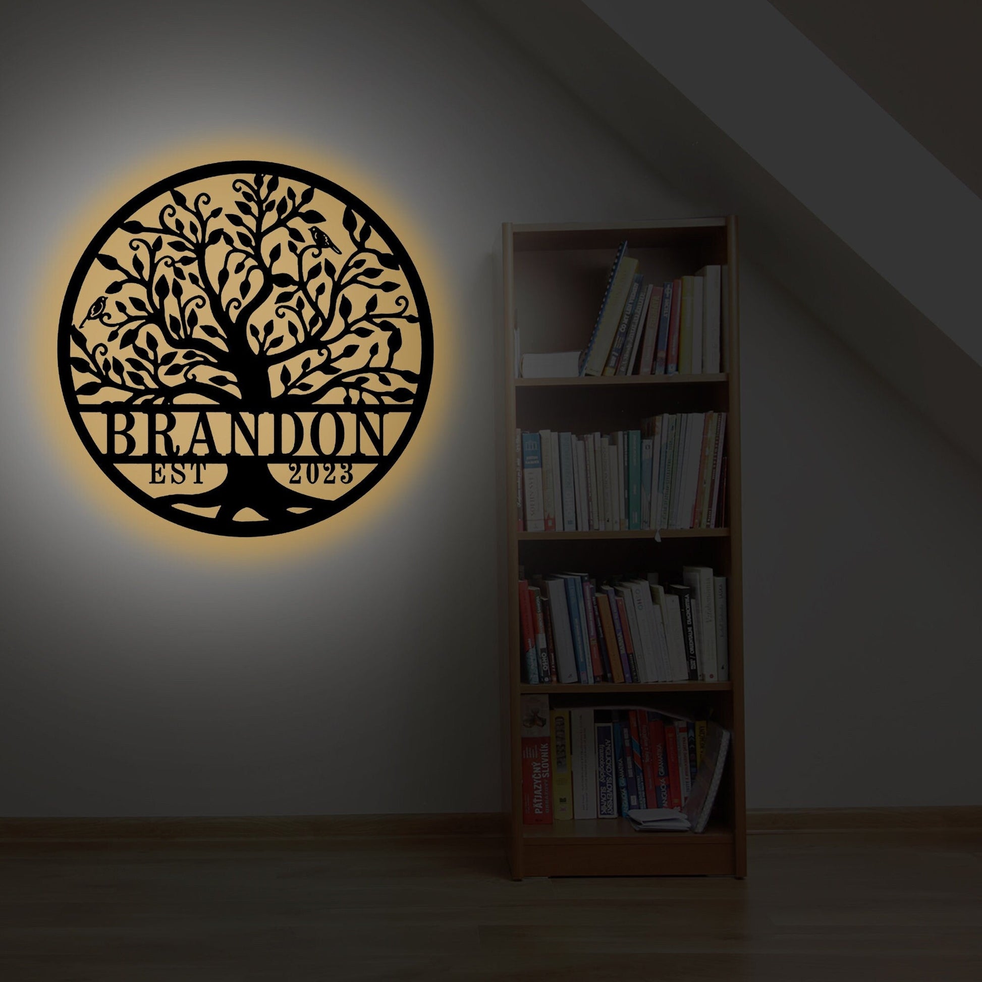 Custom Tree Of life Metal Wall Led Signs-Tree Metal Wall Decor-Family Name Est Sign-Tree Of Life Wall Art-Custom Tree Name Signs-Home Decor