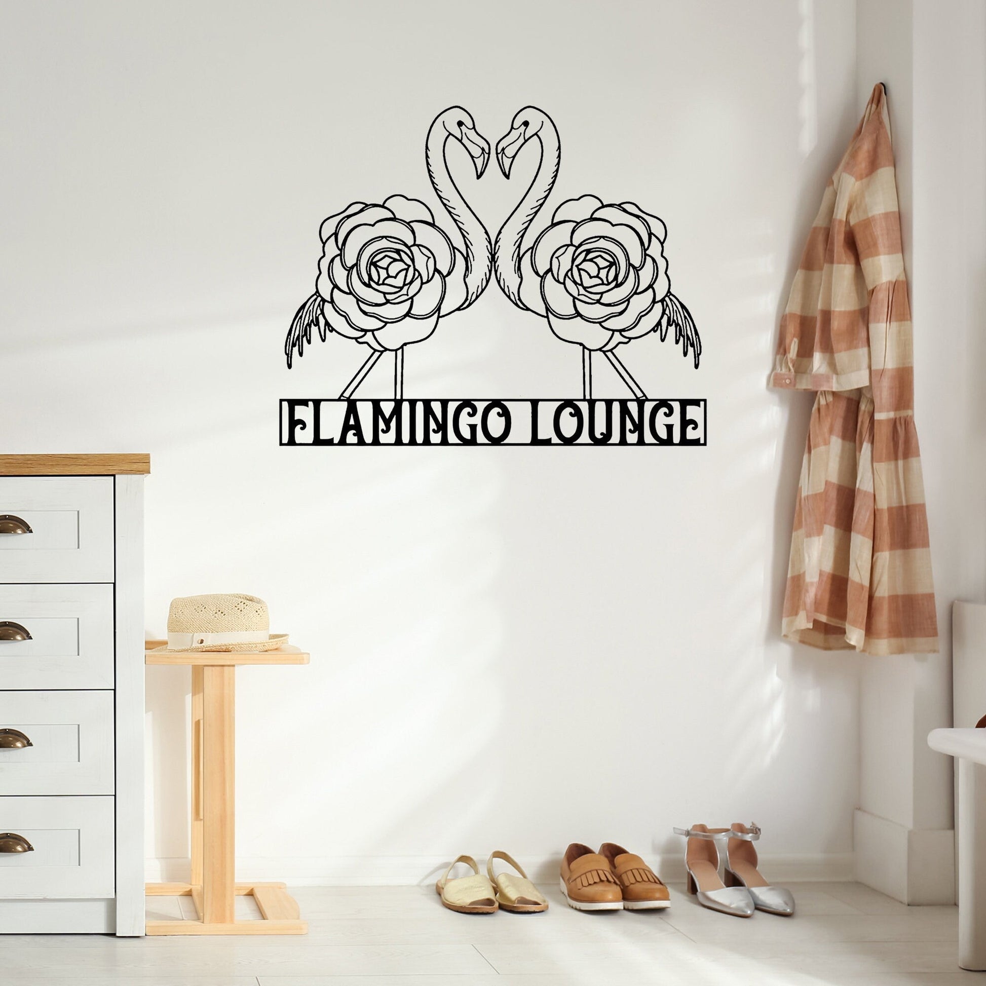 Handmade Custom Flamingo Metal Wall Led Sign-Personalized Flamingo Metal Wall Art-Flamingo Metal Wall Decor-Gift For Couple-Indoor Signs