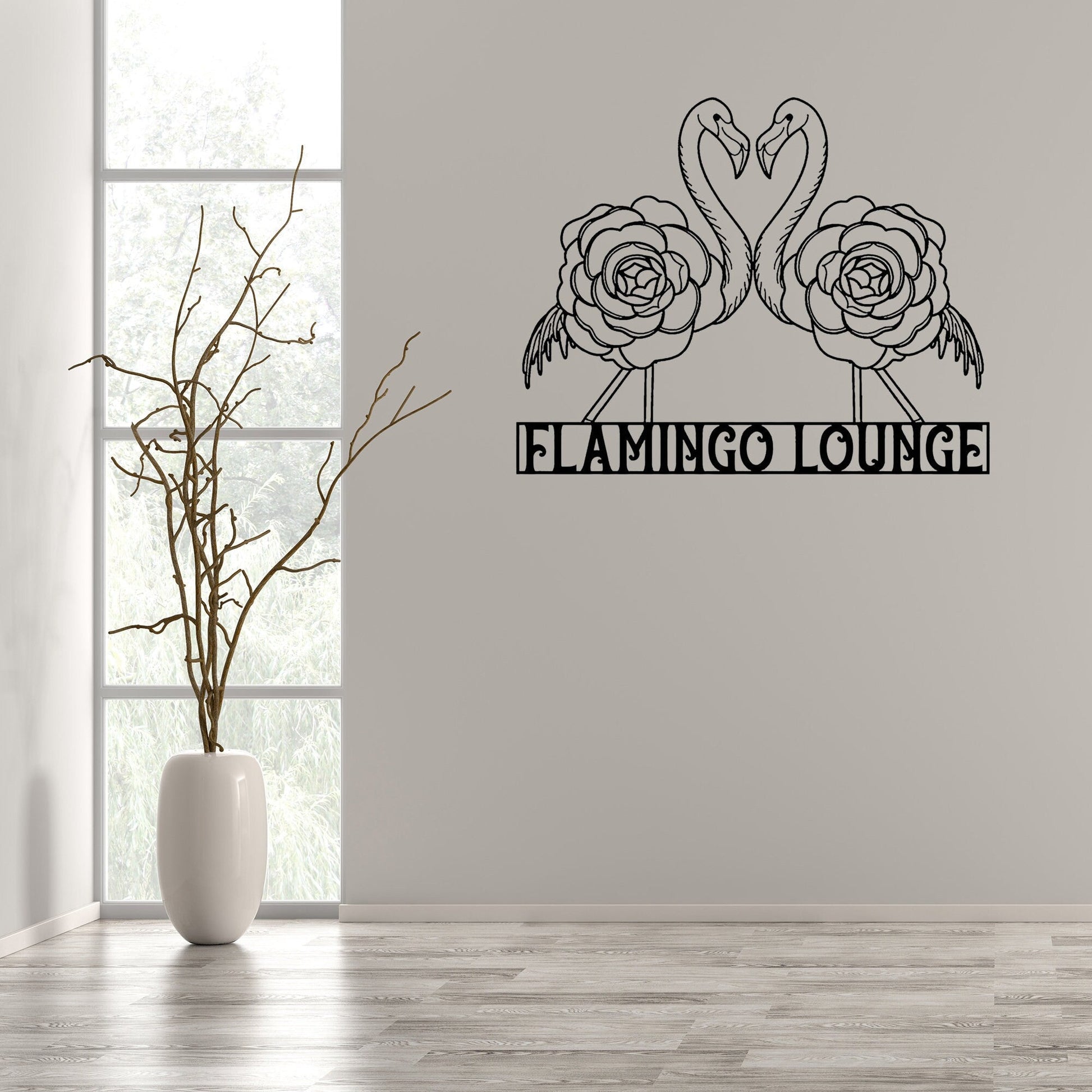 Handmade Custom Flamingo Metal Wall Led Sign-Personalized Flamingo Metal Wall Art-Flamingo Metal Wall Decor-Gift For Couple-Indoor Signs
