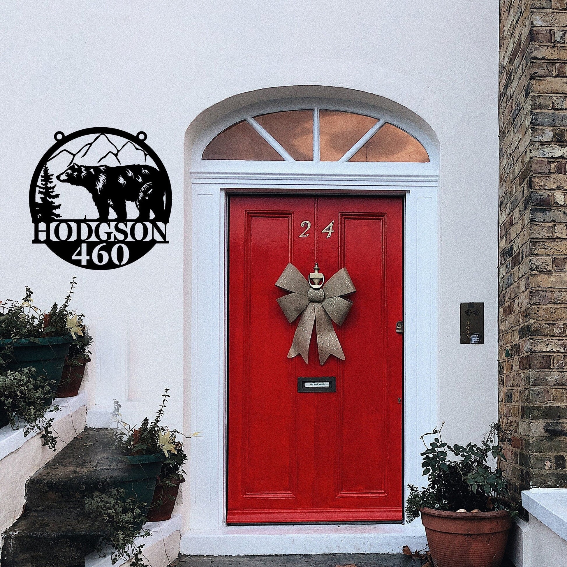 Handmade Custom Bear Address Metal Wall Led Signs-Personalized Bear Metal Wall Art-Bear Wall Decor-Custom Address Sign-Outdoor Decor-Gifts