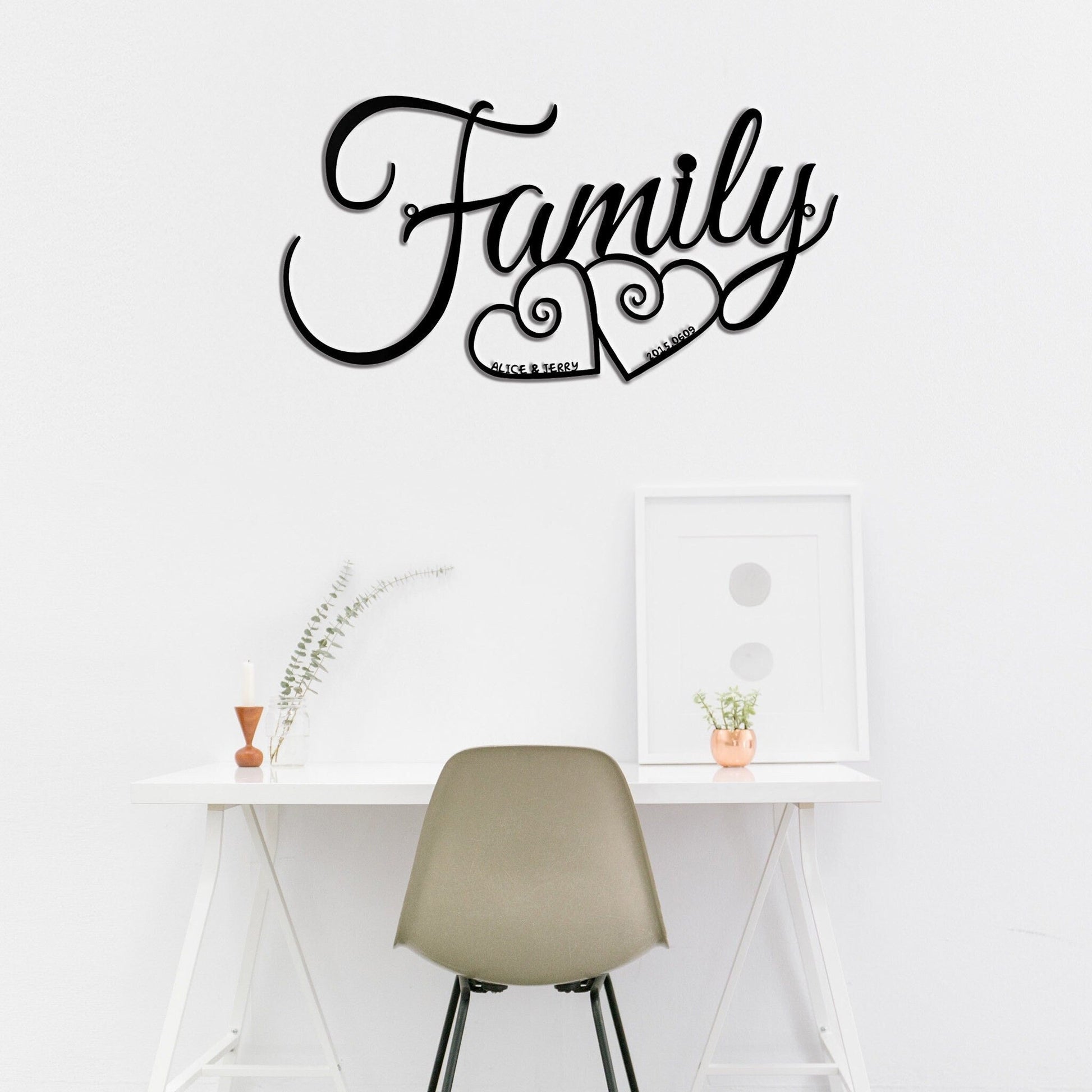 Custom Family Metal Wall Sign-Personalized Family Metal Wall Decor-Family Word Wall Art-Custom Infinity Metal Sign-Valentine's Day Gift