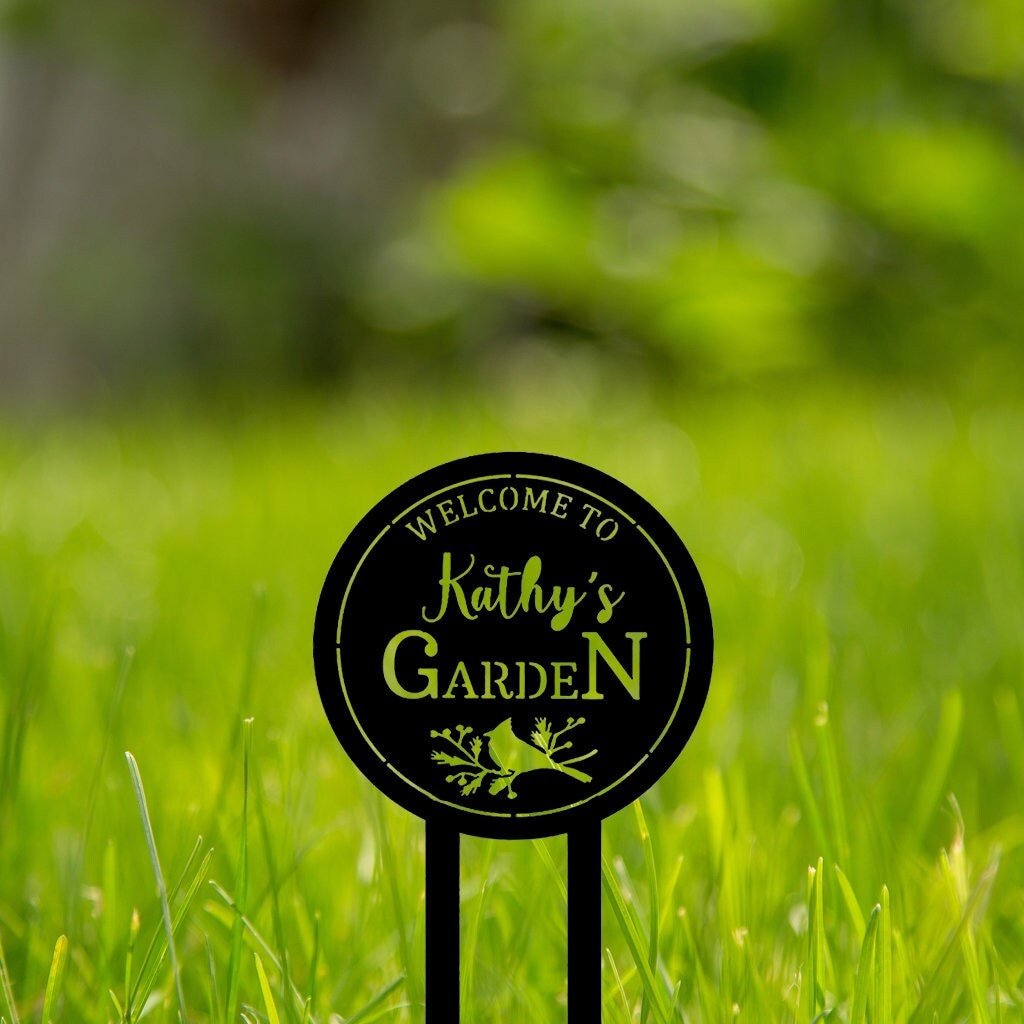 Custom Garden Metal Signs-Metal Garden Stake Signs-Personalized Garden Metal Art-Metal Yard Art-Gardener Name Signs-Yard Metal Decor-Garden