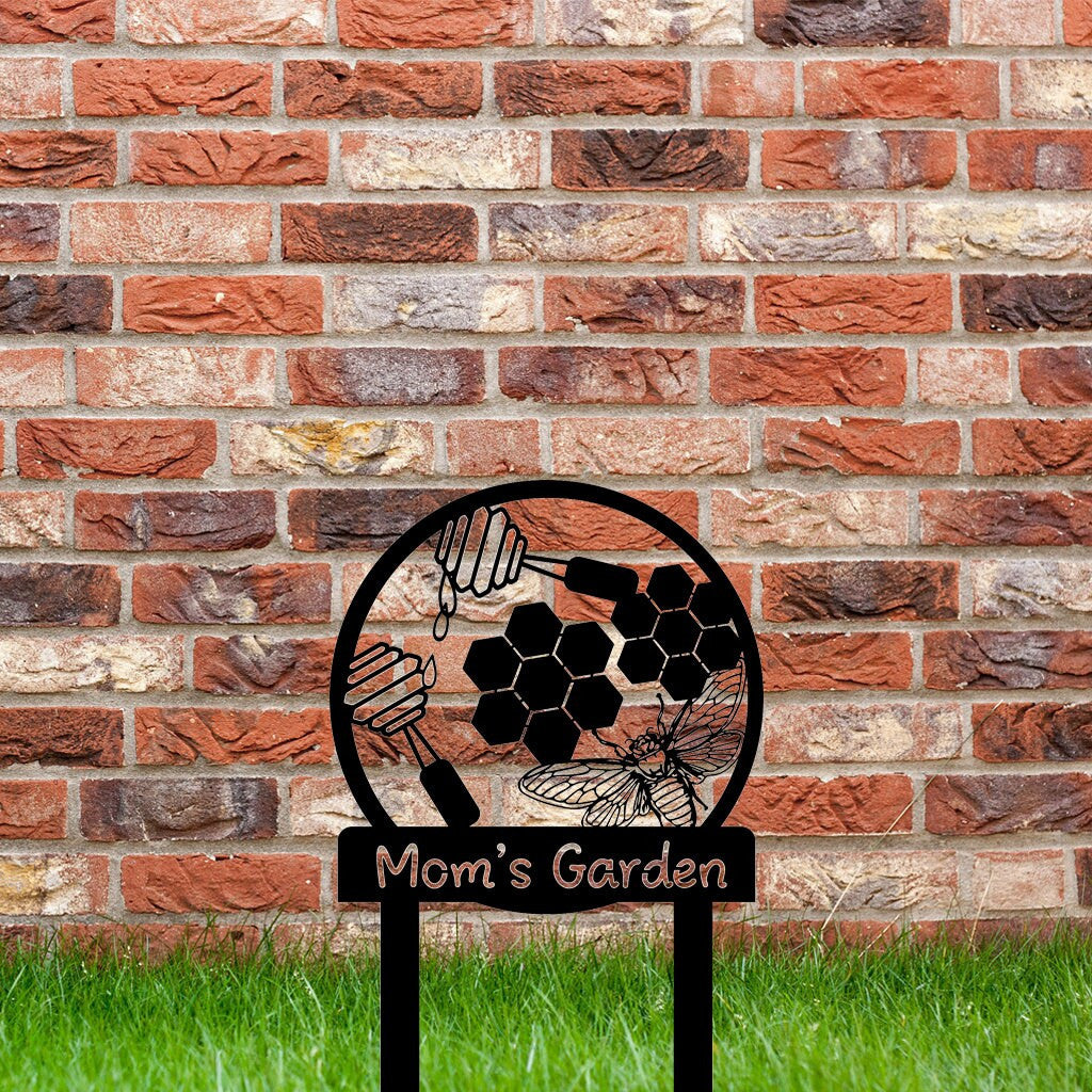 Custom Bee Garden Metal Signs-Metal Garden Stake Signs-Personalized Garden Metal Art-Metal Yard Art-Gardener Name Signs-Yard Metal Decor