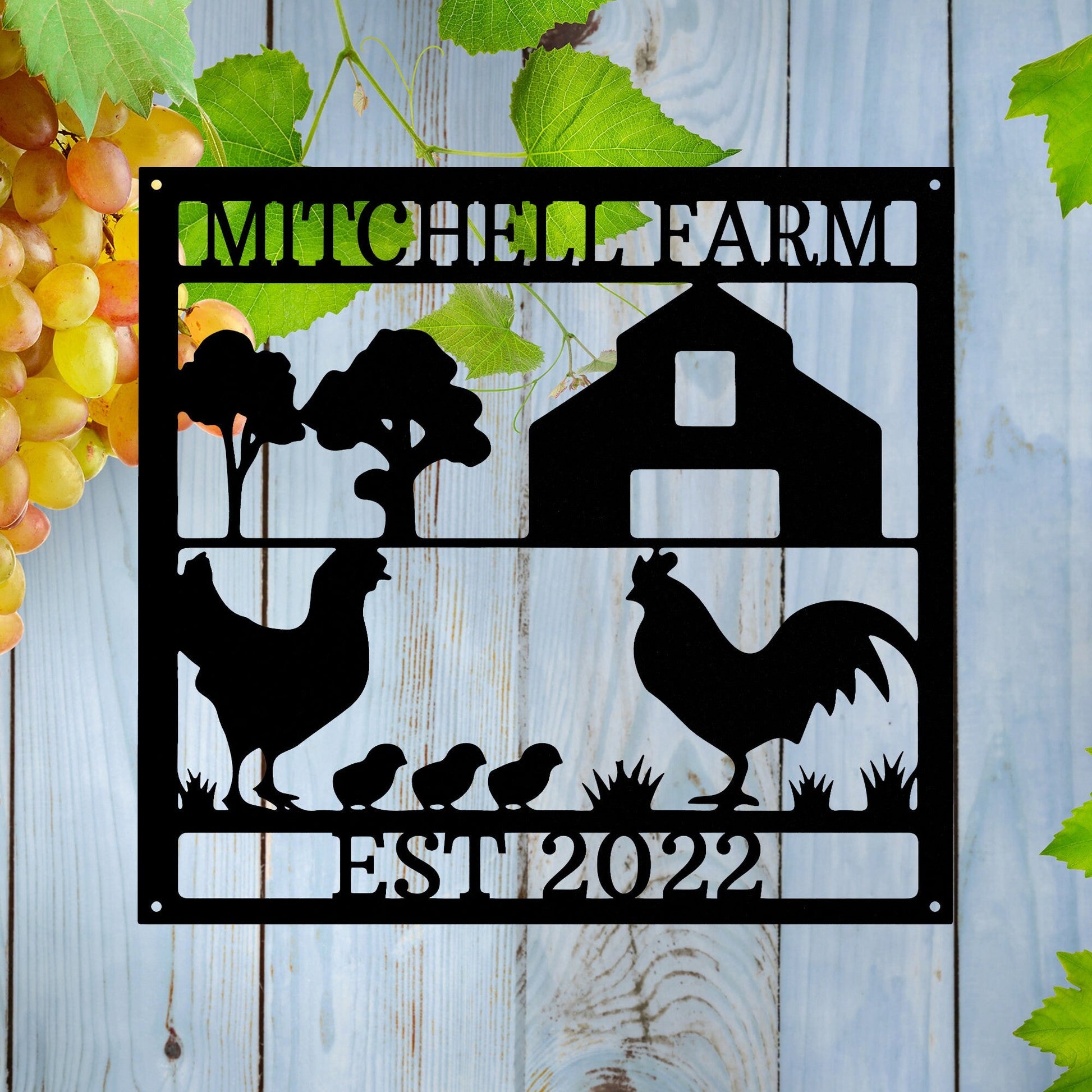 Custom Farmhouse Metal Wall LED Signs- Farm Chicken Metal Art-Personalized Farmhouse Name Signs-Home Wall Decor-Gift For Farmers-Farm Decor