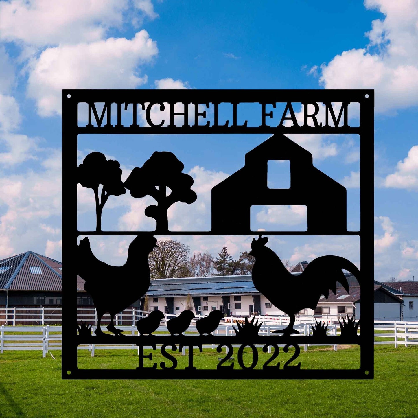 Custom Farmhouse Metal Wall LED Signs- Farm Chicken Metal Art-Personalized Farmhouse Name Signs-Home Wall Decor-Gift For Farmers-Farm Decor