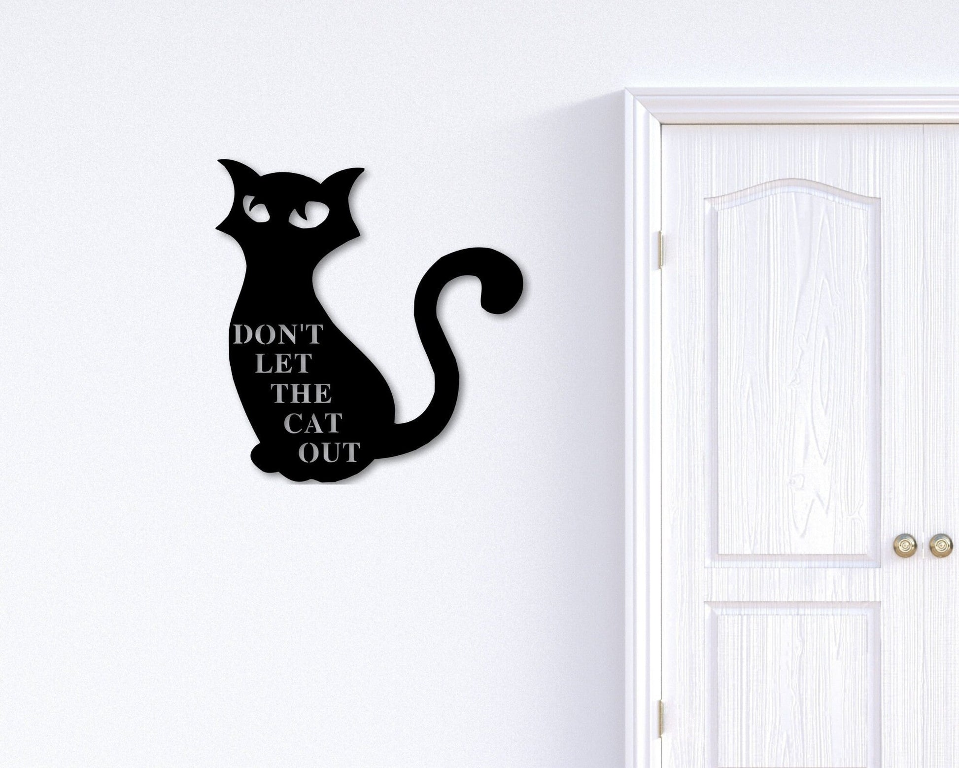 Cat sign, custom pet sign, don't let the cat out, pet sign, personalized sign, metal pet sign, halloween cat, black cat