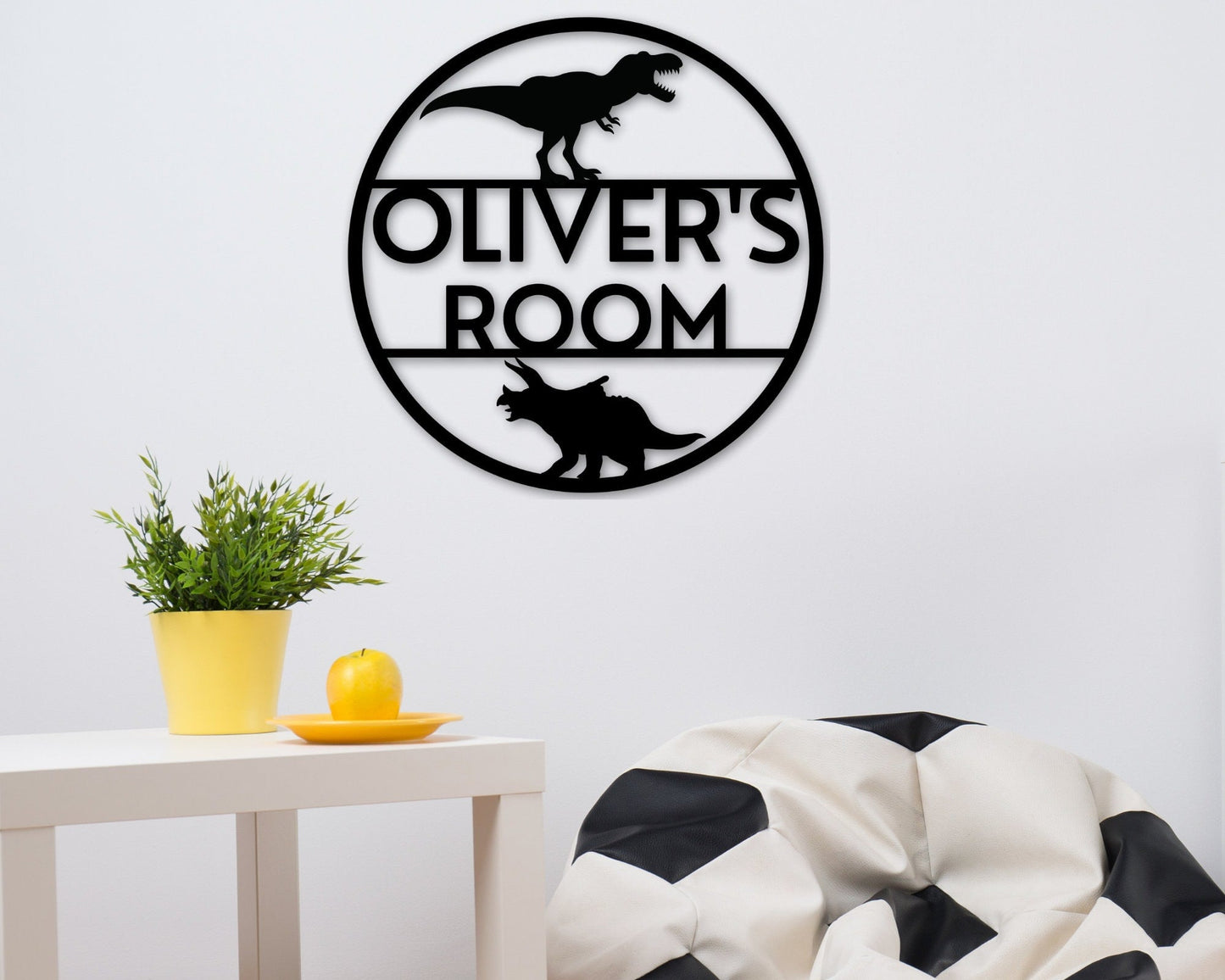 personalized sign, bedroom decor, custom name sign, boys room, gift for boy, gift for kid, custom metal dinosaur sign, club house