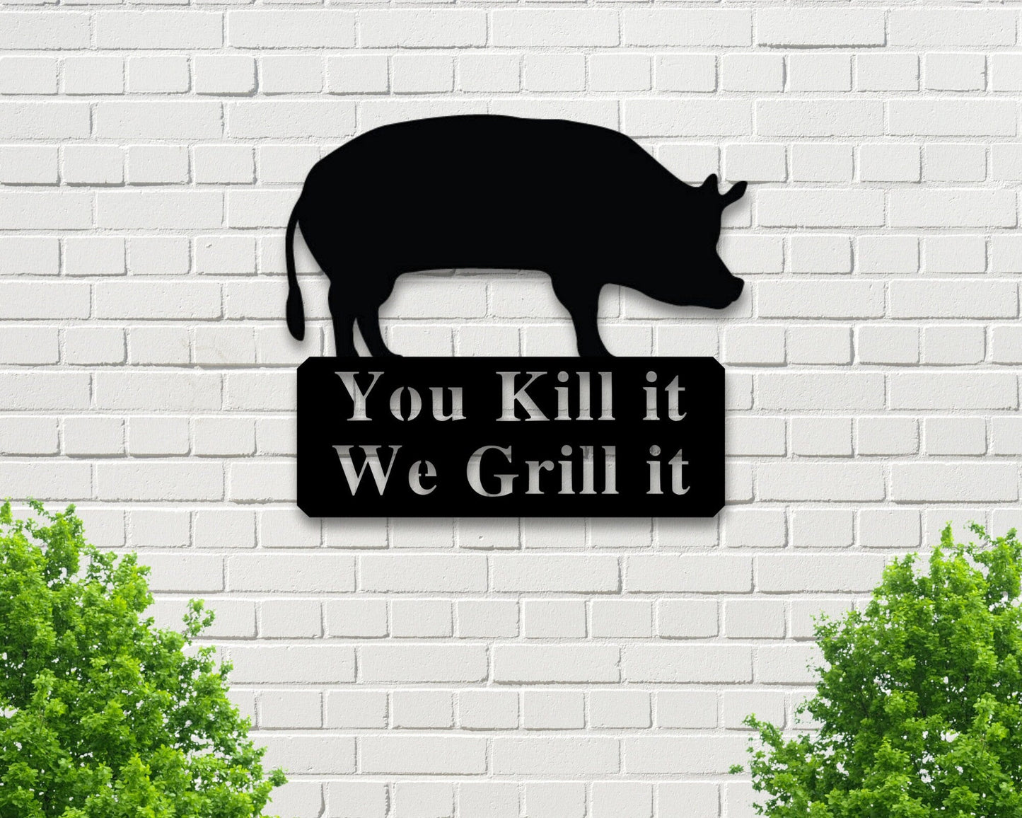 Personalized Metal BBQ Sign, Outdoor Sign, Indoor, BBQ Grill Sign, Outdoor Kitchen Metal Signs, Personalized Grill Sign, Personalized pig