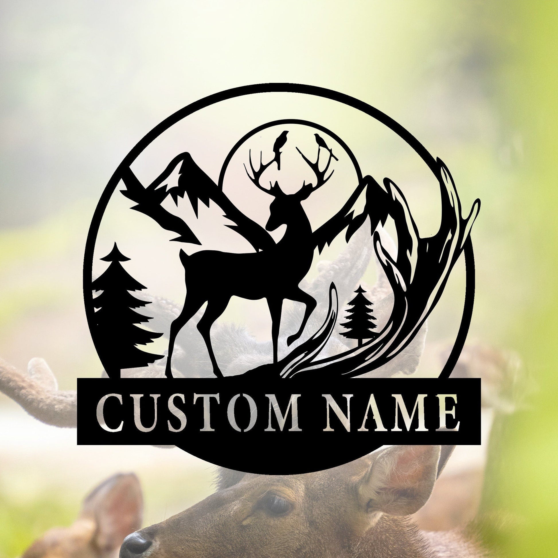 Personalized Deer in the Mountains Metal Name Sign, Metal Wall Decor, Metal Art, Deer Signs for Hunting Lovers, for Dads