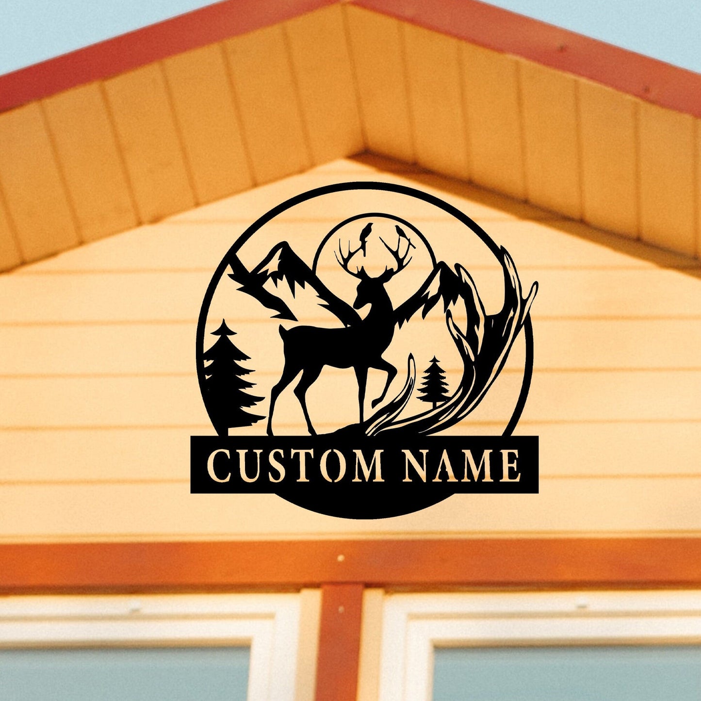 Personalized Deer in the Mountains Metal Name Sign, Metal Wall Decor, Metal Art, Deer Signs for Hunting Lovers, for Dads