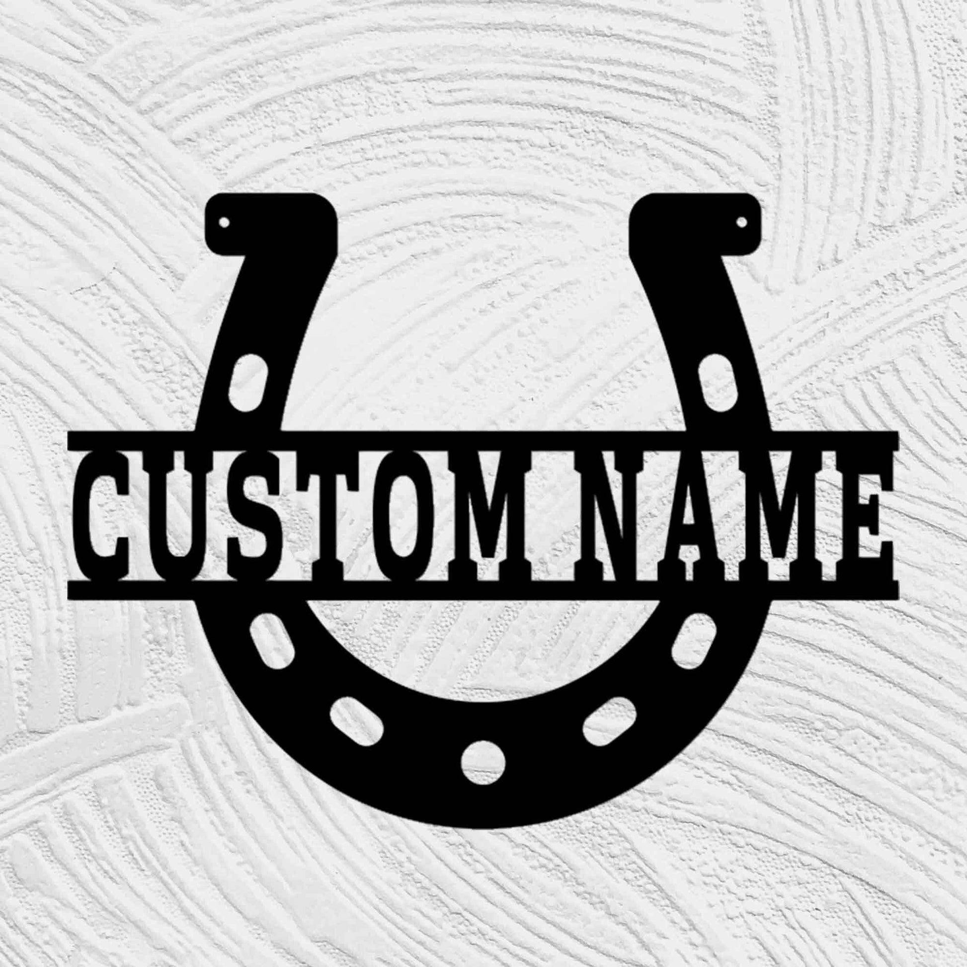 Personalized Horseshoe Print Metal Sign, Custom Horse Farm Metal Sign, Custom Metal Horse Name, Horse Owner Gift, Gift For Dad