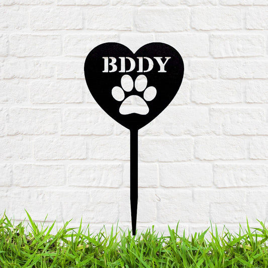 Custom Dog Garden Stake Sign, Dog Garden Stake with Heart and Paw, Pet Sign Garden Name Stake, Yard Decoration Signs