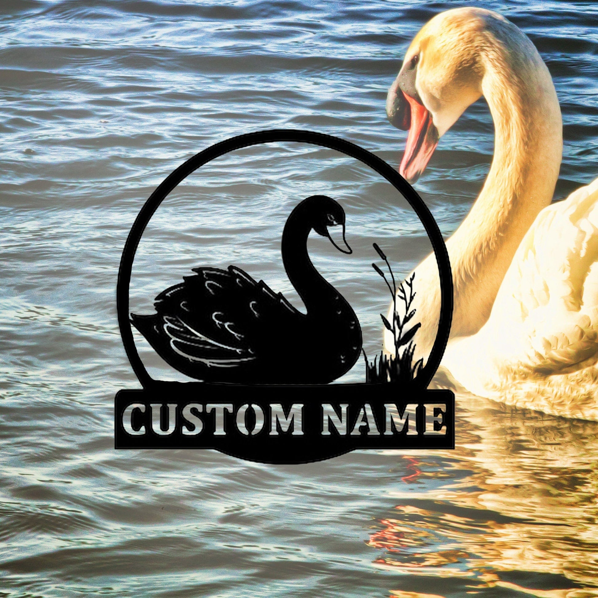 Personalized Swan Name Metal Sign, Beautiful Swan Name Sign, Swan Lover Decoration, Swan Sign, Swan Gift, Housewarming