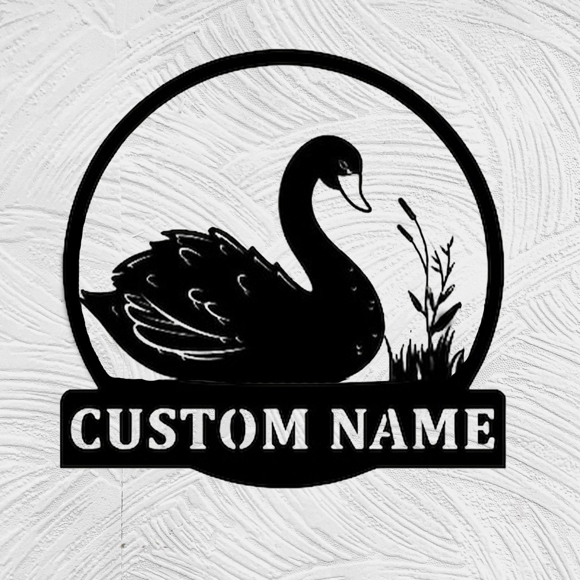 Personalized Swan Name Metal Sign, Beautiful Swan Name Sign, Swan Lover Decoration, Swan Sign, Swan Gift, Housewarming